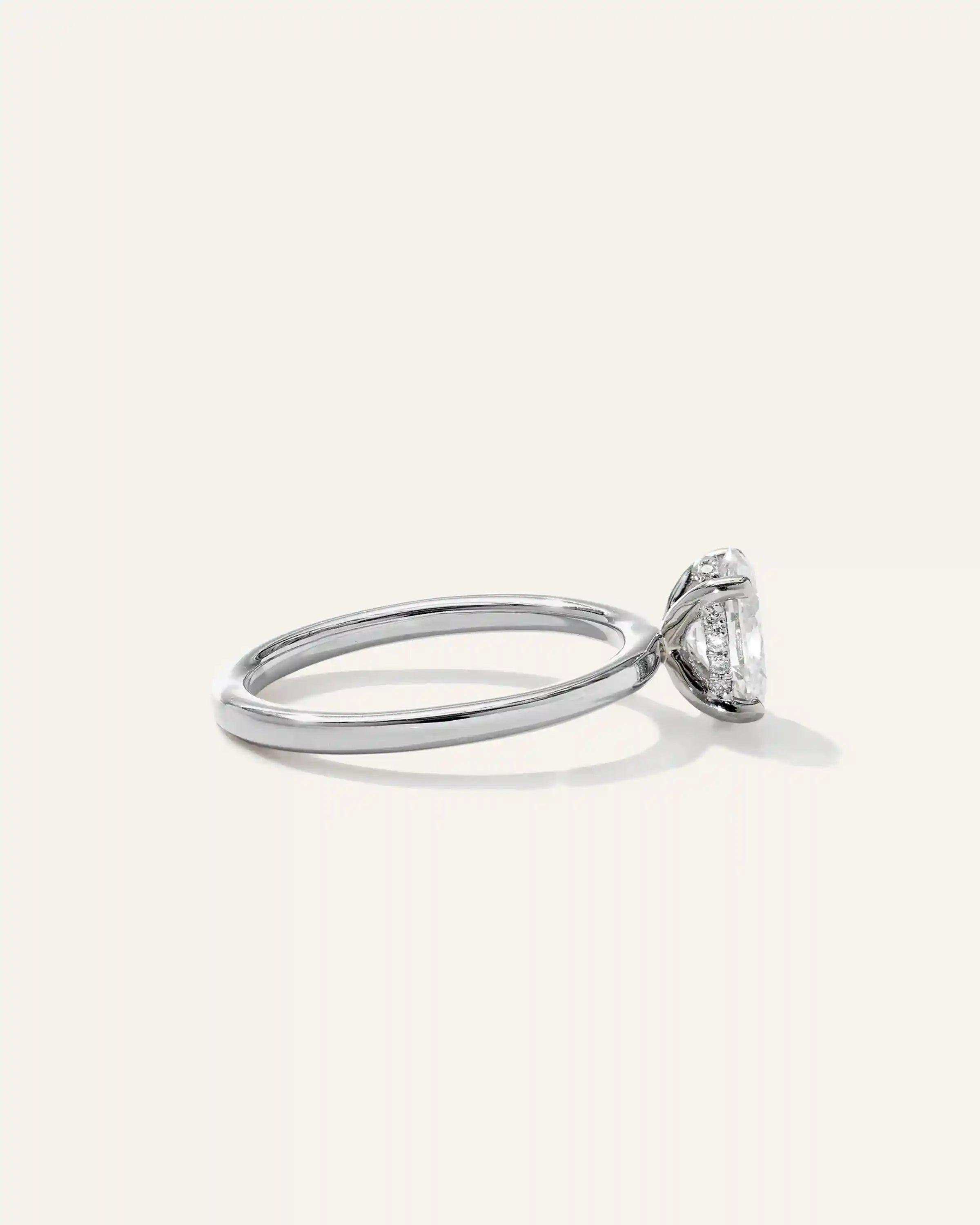 Lab Grown Diamond Oval Petite Hidden Halo Engagement Ring - 1ct
