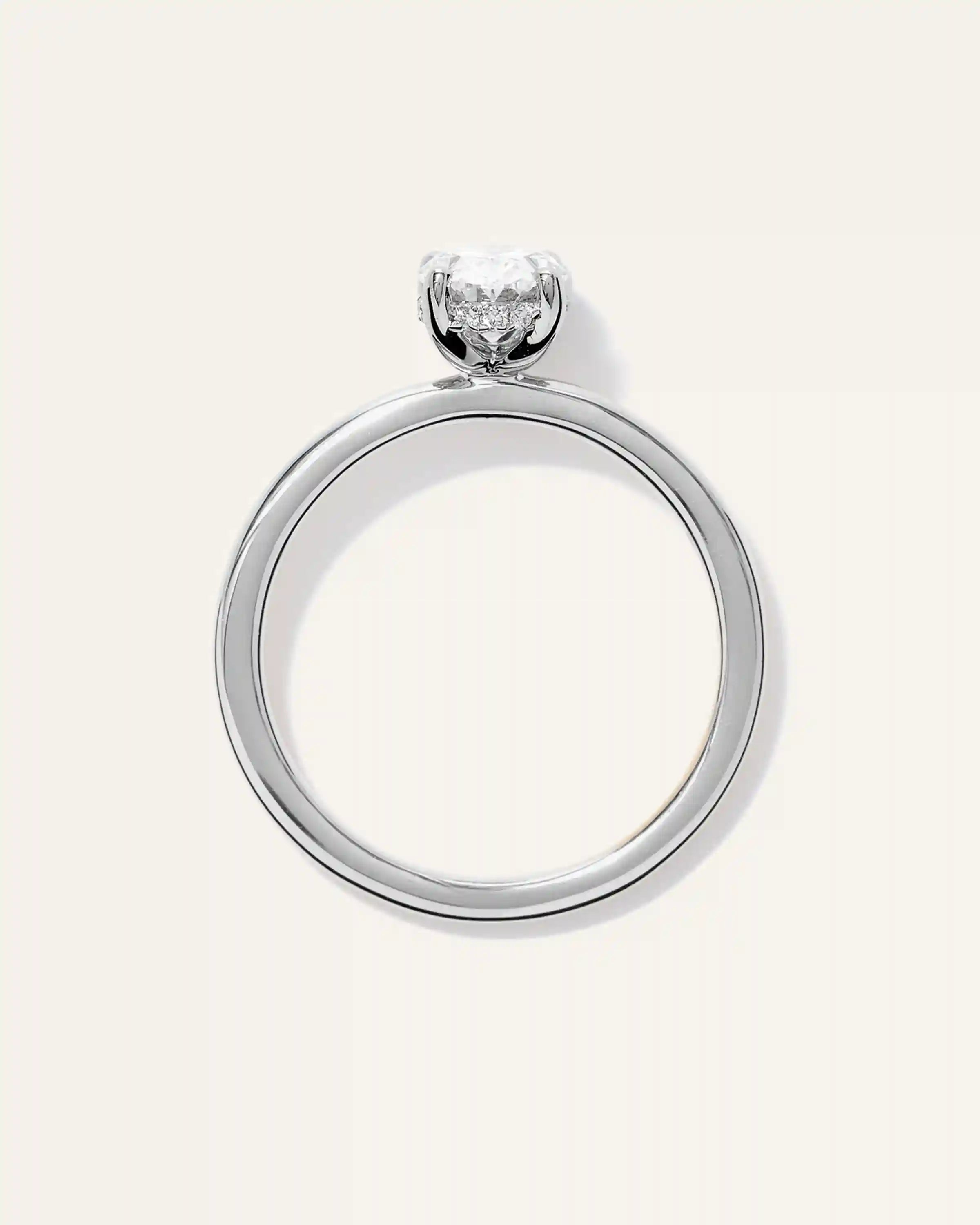 Lab Grown Diamond Oval Petite Hidden Halo Engagement Ring - 1ct