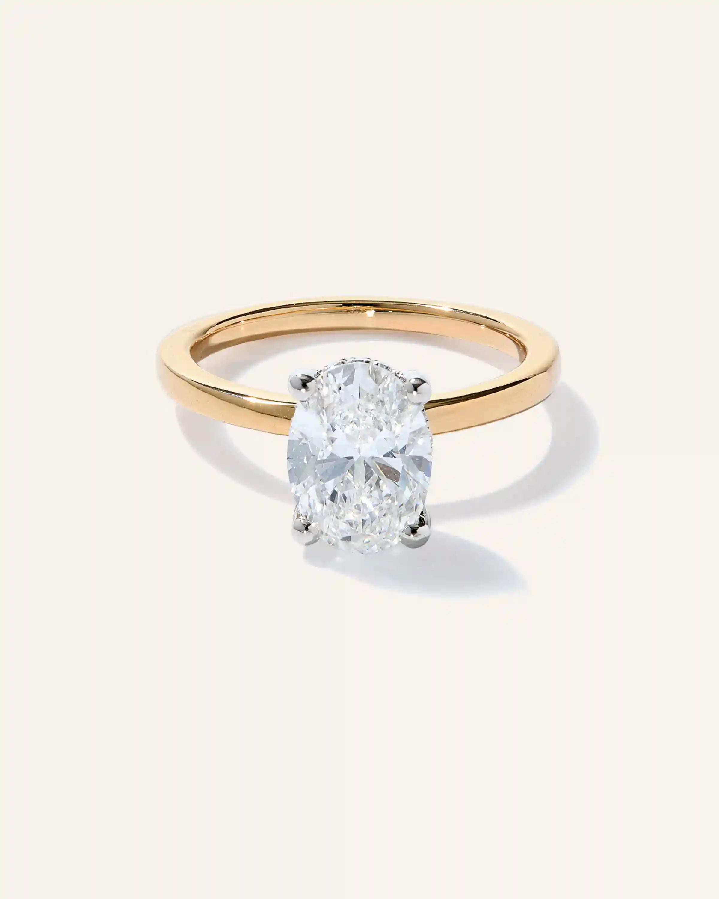 Lab Grown Diamond Oval Petite Hidden Halo Engagement Ring - 2ct