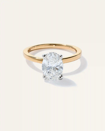 Lab Grown Diamond Oval Petite Hidden Halo Engagement Ring - 2ct