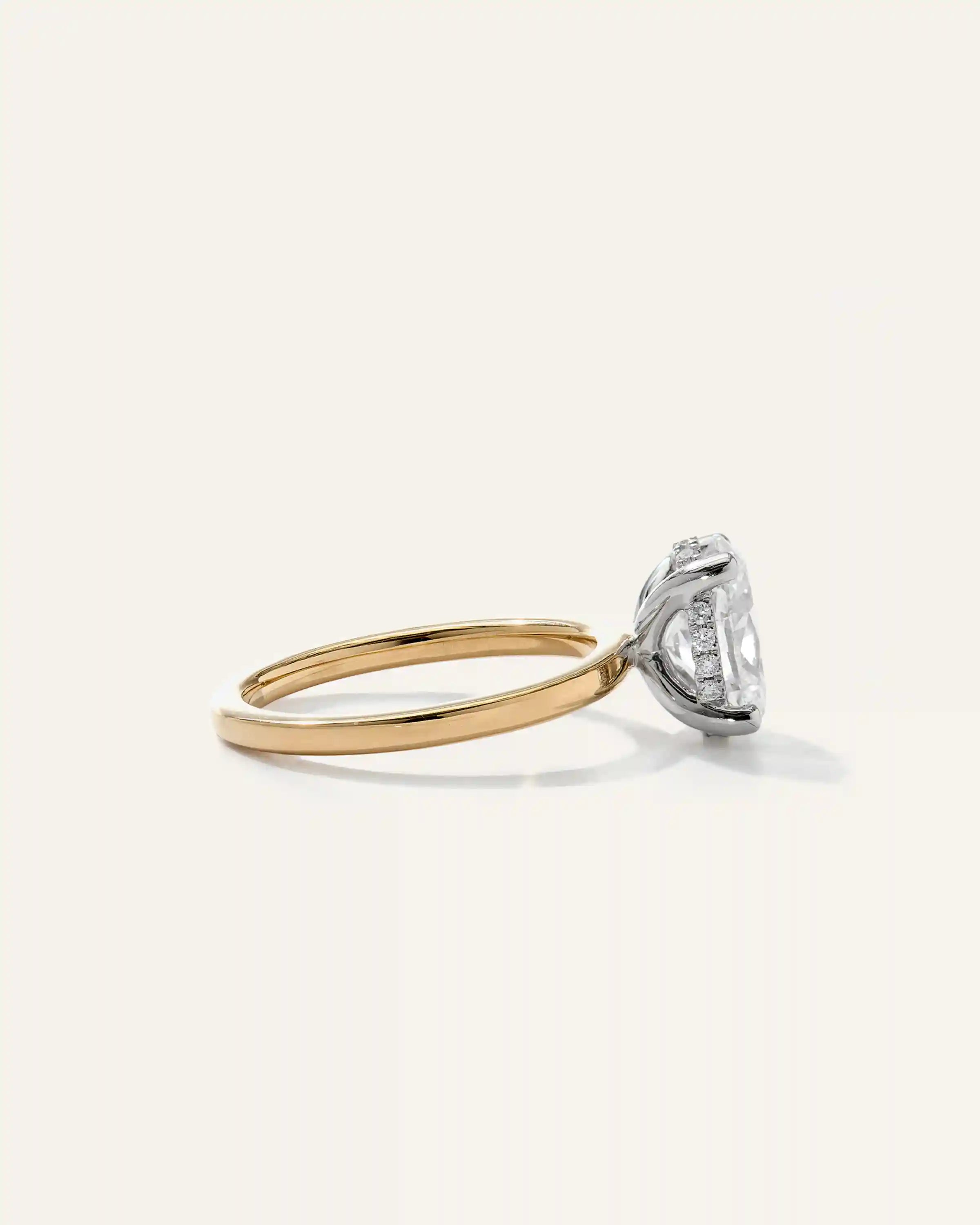 Lab Grown Diamond Oval Petite Hidden Halo Engagement Ring - 2ct