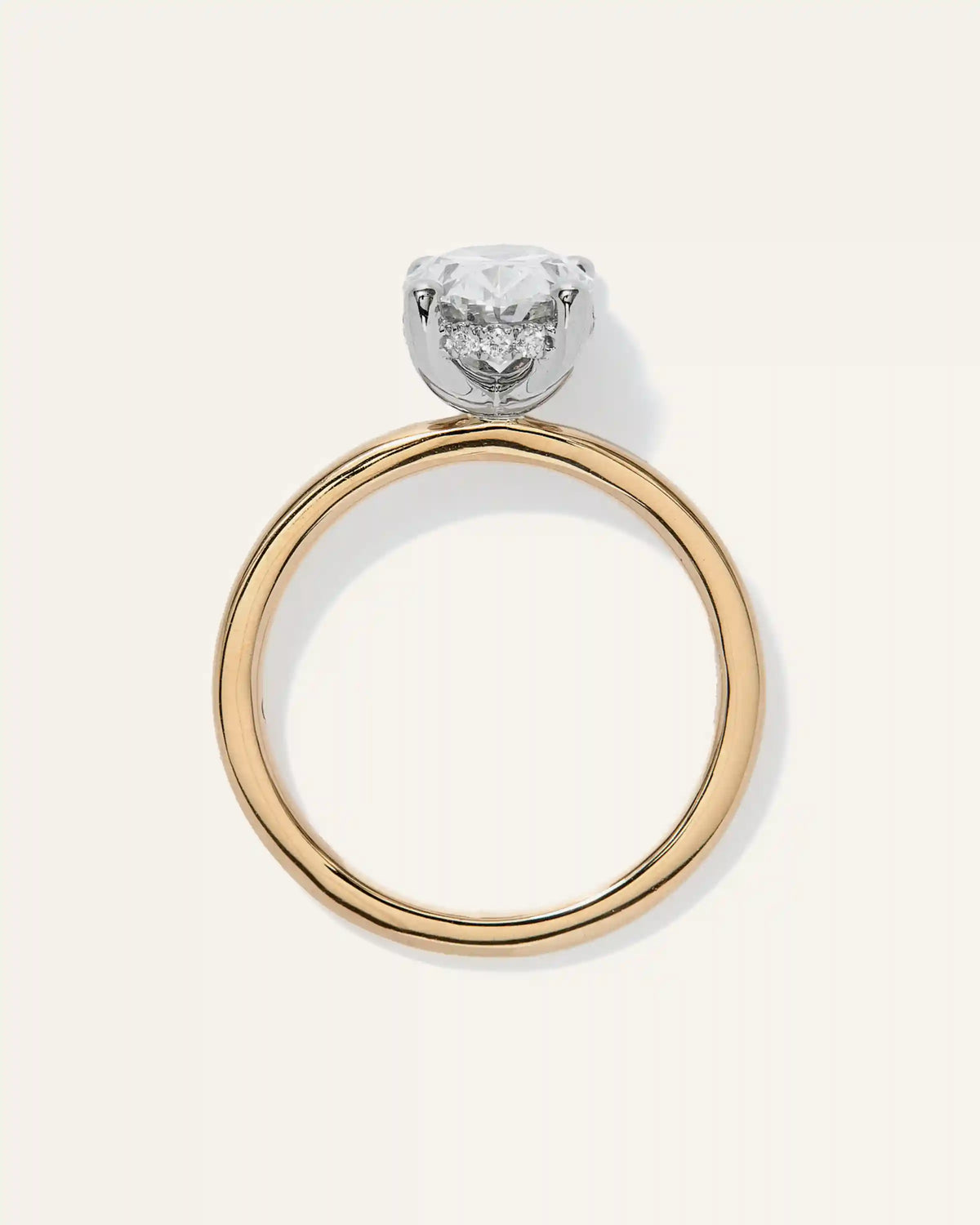 Lab Grown Diamond Oval Petite Hidden Halo Engagement Ring - 2ct