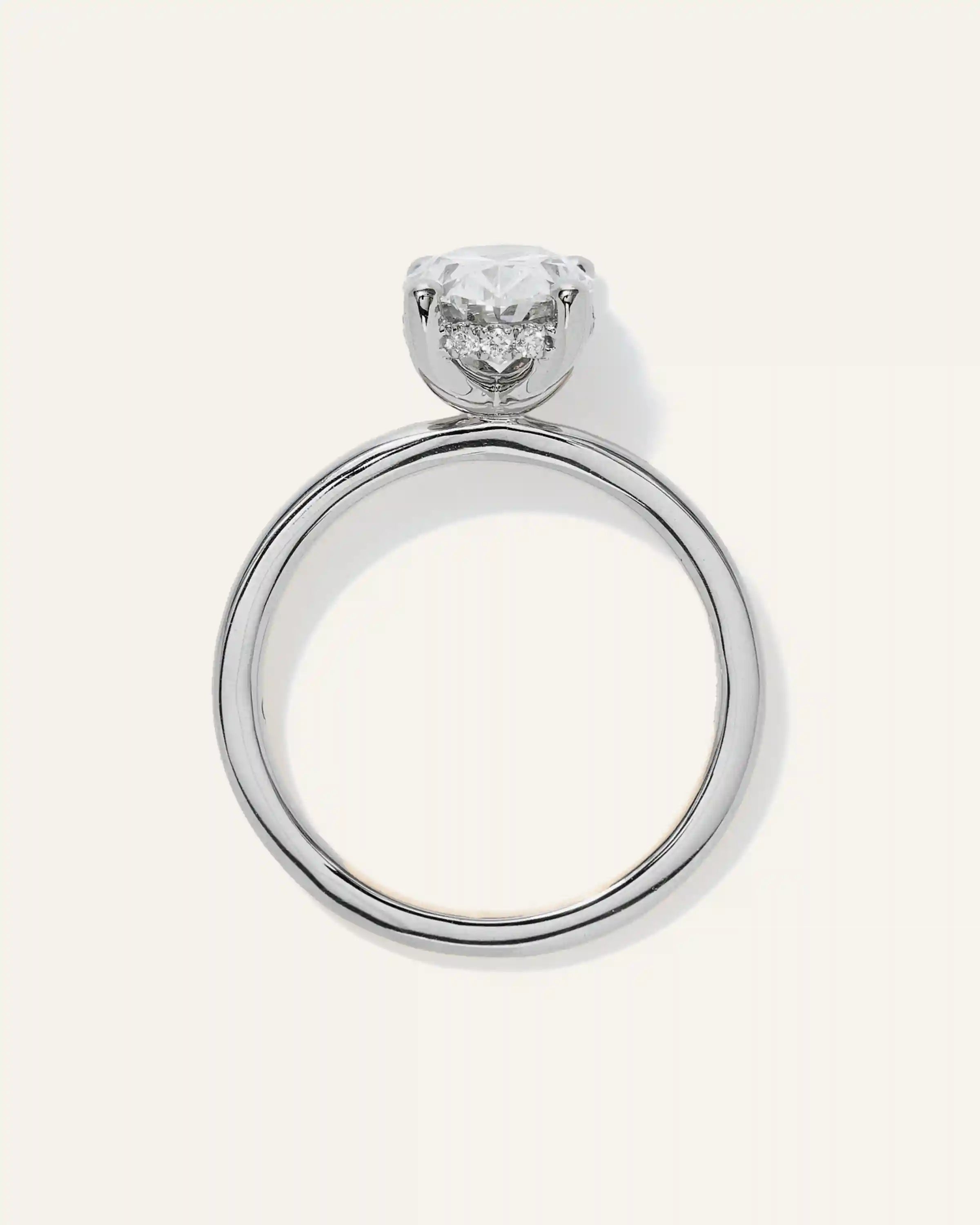 Lab Grown Diamond Oval Petite Hidden Halo Engagement Ring - 2ct
