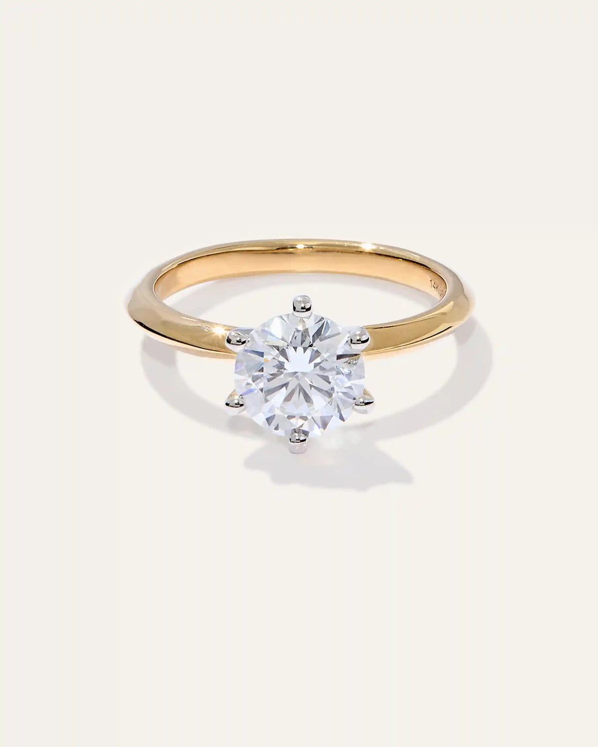 Lab Grown Diamond Round Six Prong Knife Edge Engagement Ring - 1.5ct