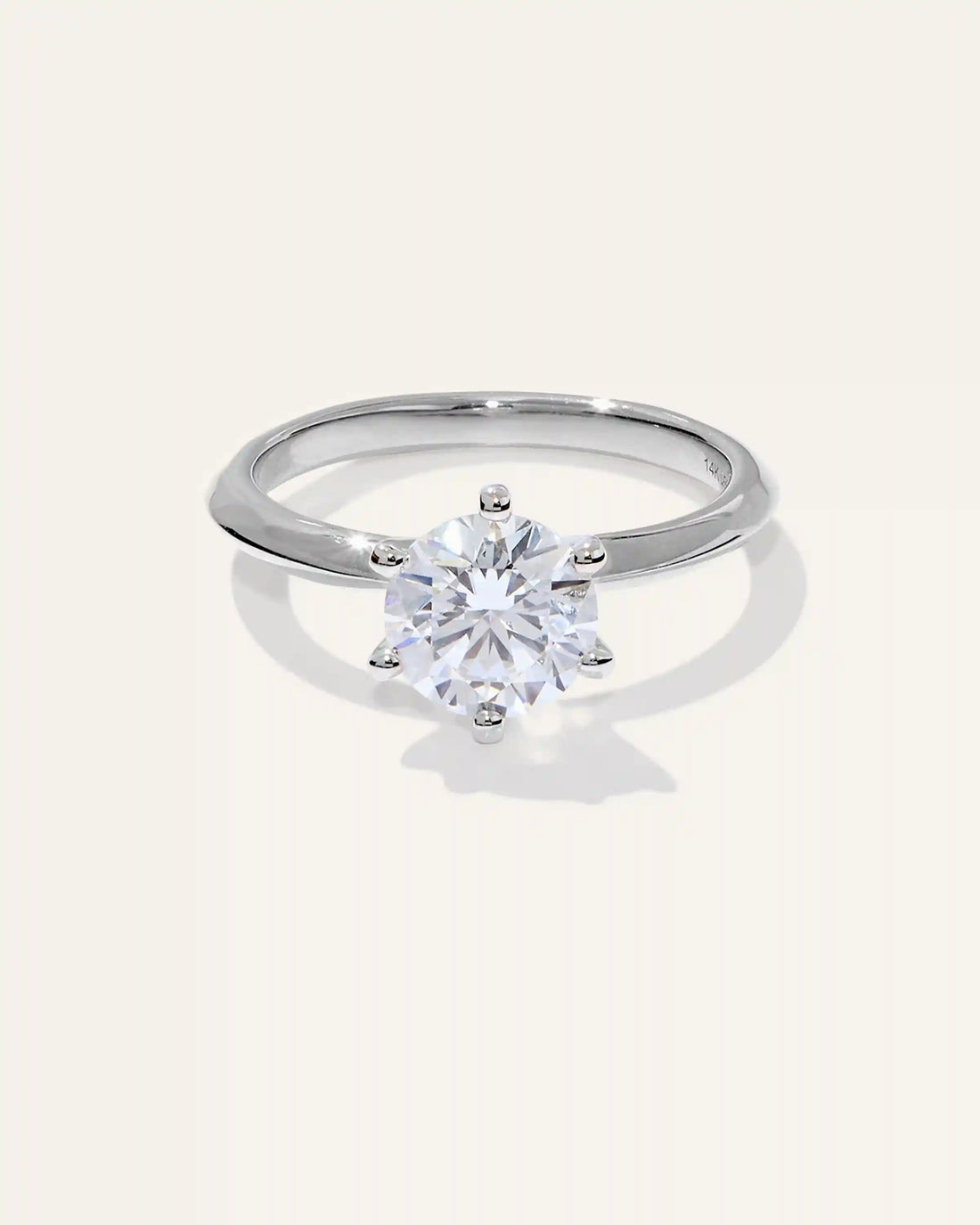 Lab Grown Diamond Round Six Prong Knife Edge Engagement Ring - 1.5ct