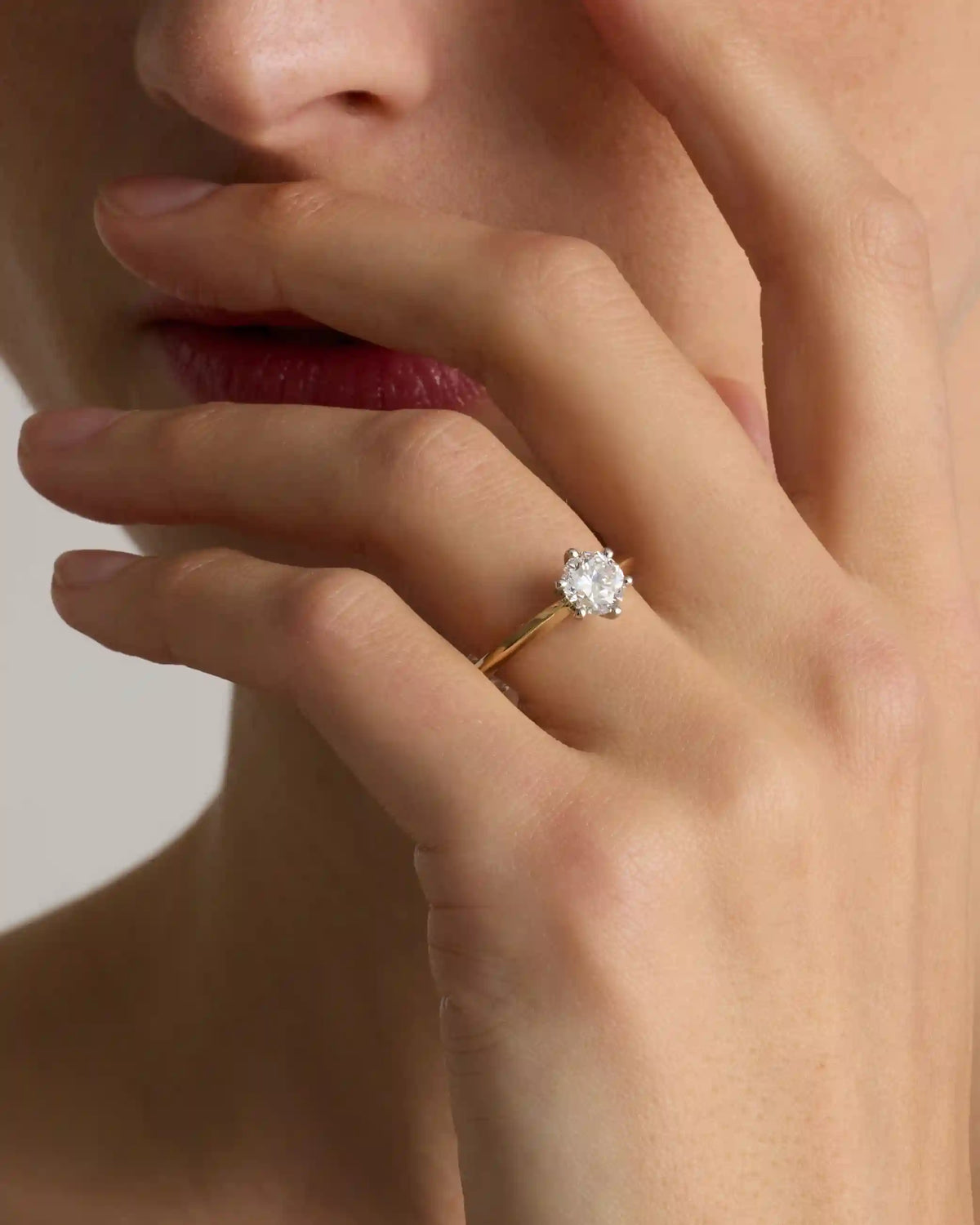 Lab Grown Diamond Round Six Prong Knife Edge Engagement Ring - 1.5ct