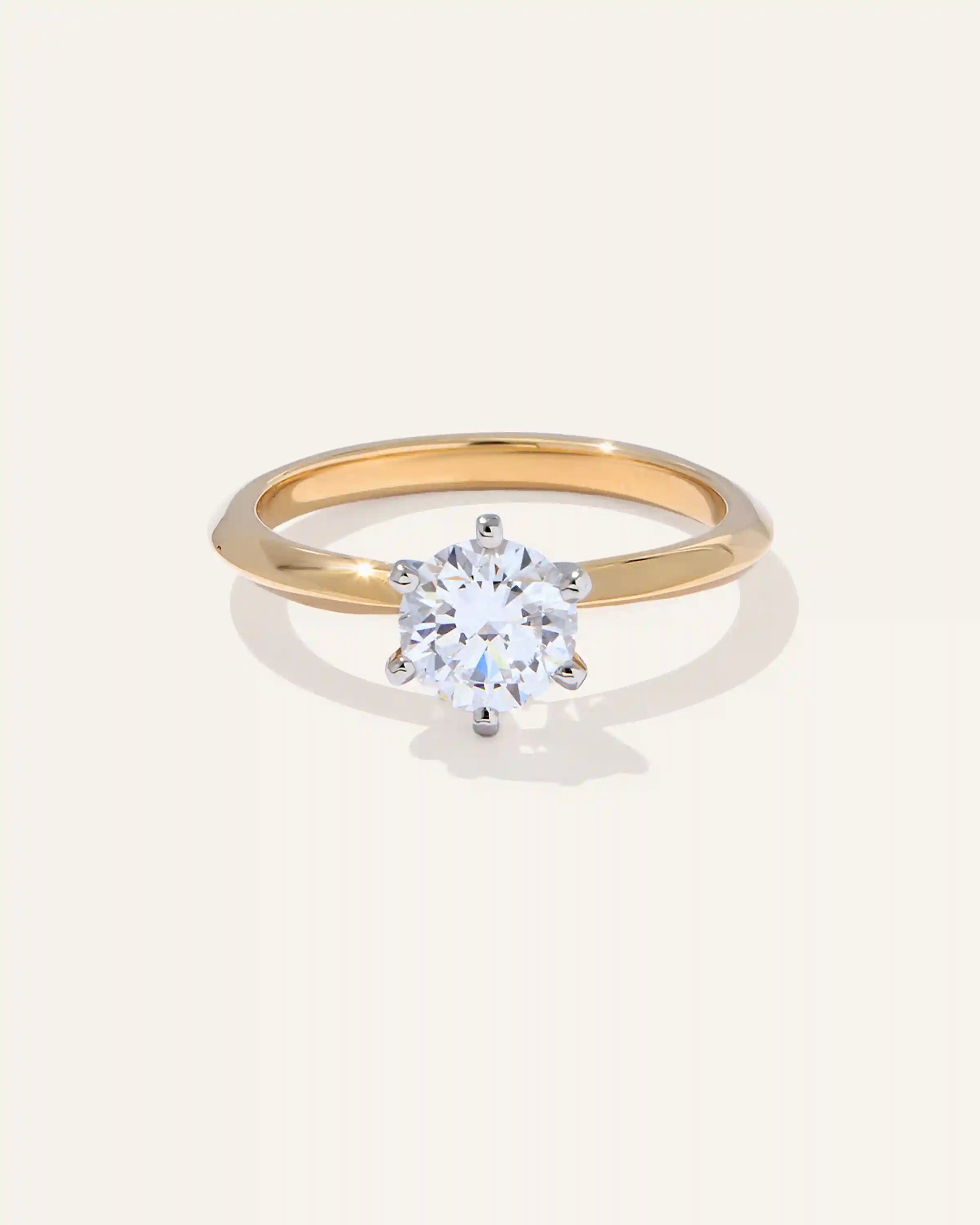 Lab Grown Diamond Round Six Prong Knife Edge Engagement Ring - 1ct