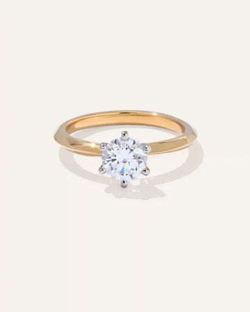 Lab Grown Diamond Round Six Prong Knife Edge Engagement Ring - 1ct