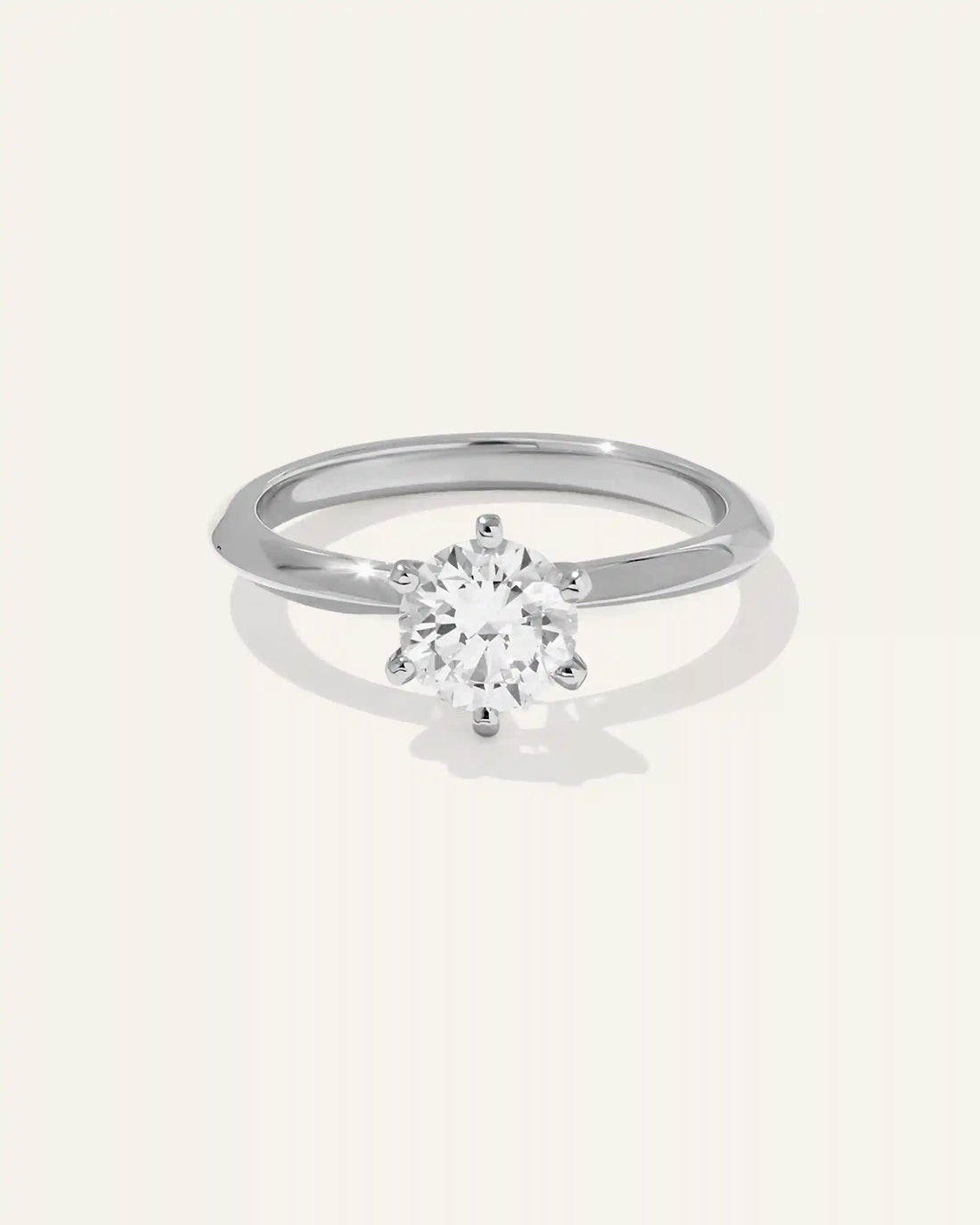 Lab Grown Diamond Round Six Prong Knife Edge Engagement Ring - 1ct