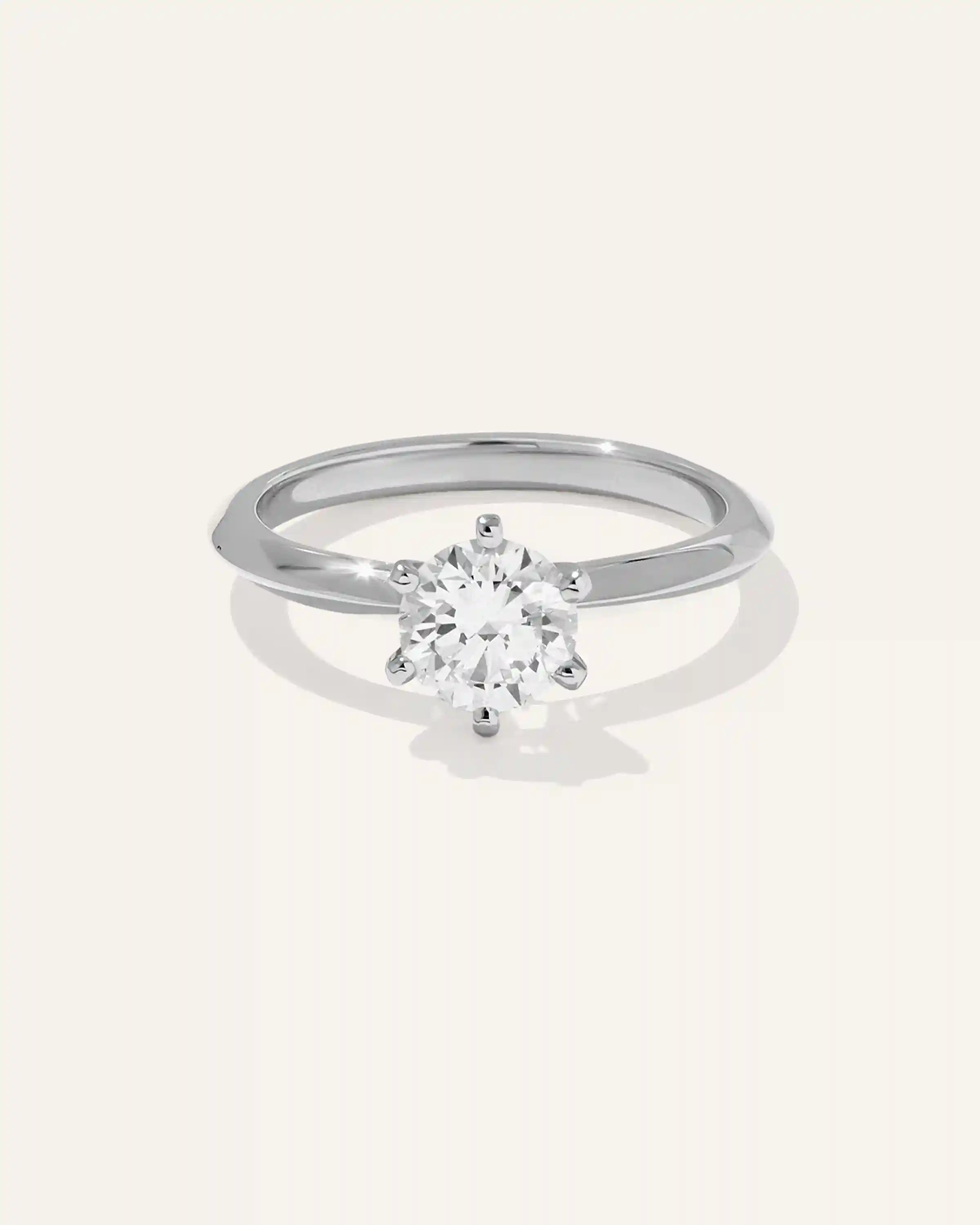 Lab Grown Diamond Round Six Prong Knife Edge Engagement Ring - 1ct
