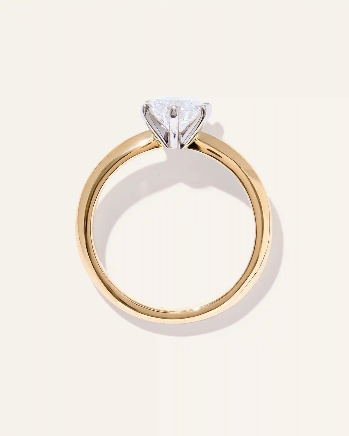 Lab Grown Diamond Round Six Prong Knife Edge Engagement Ring - 1ct