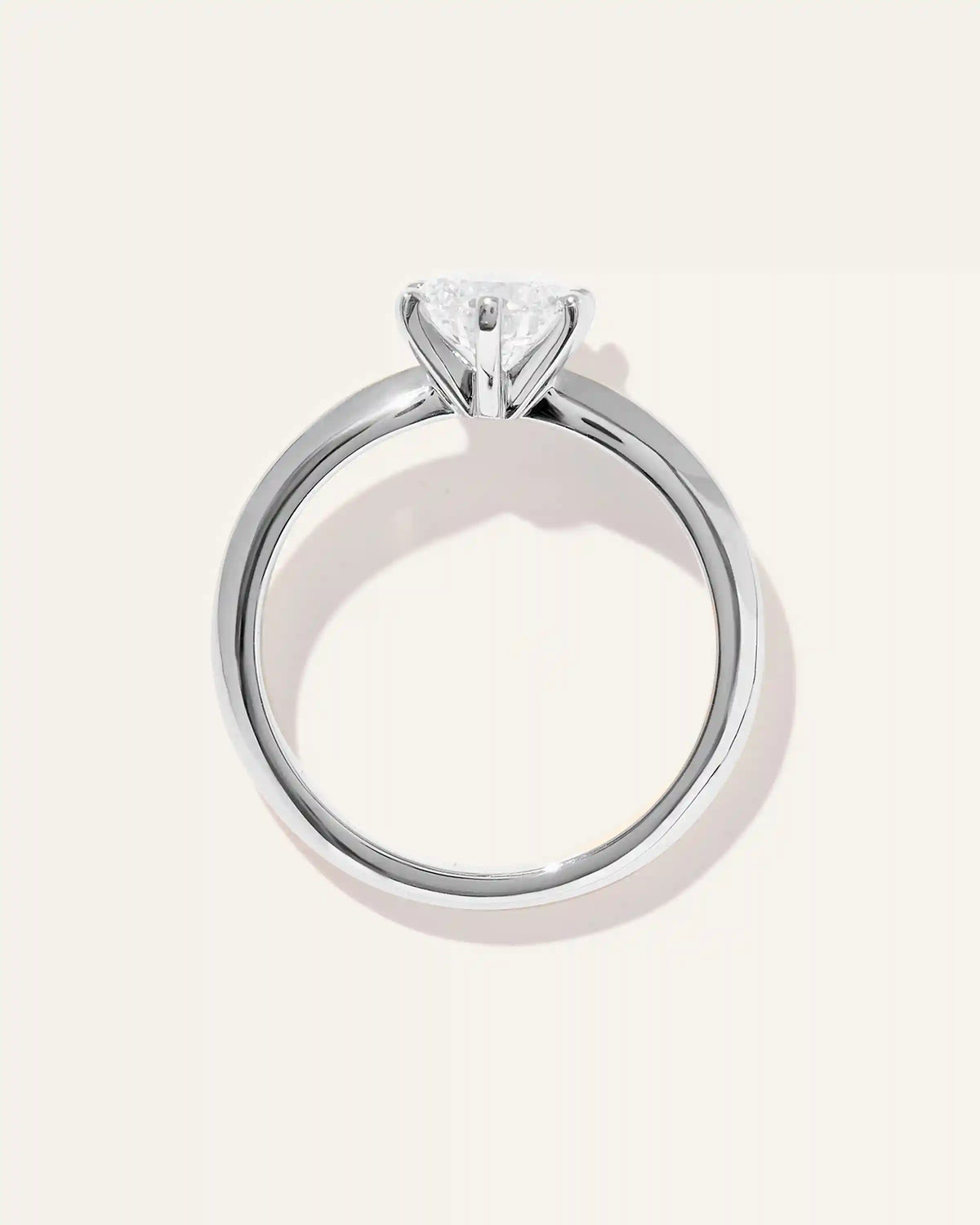 Lab Grown Diamond Round Six Prong Knife Edge Engagement Ring - 1ct