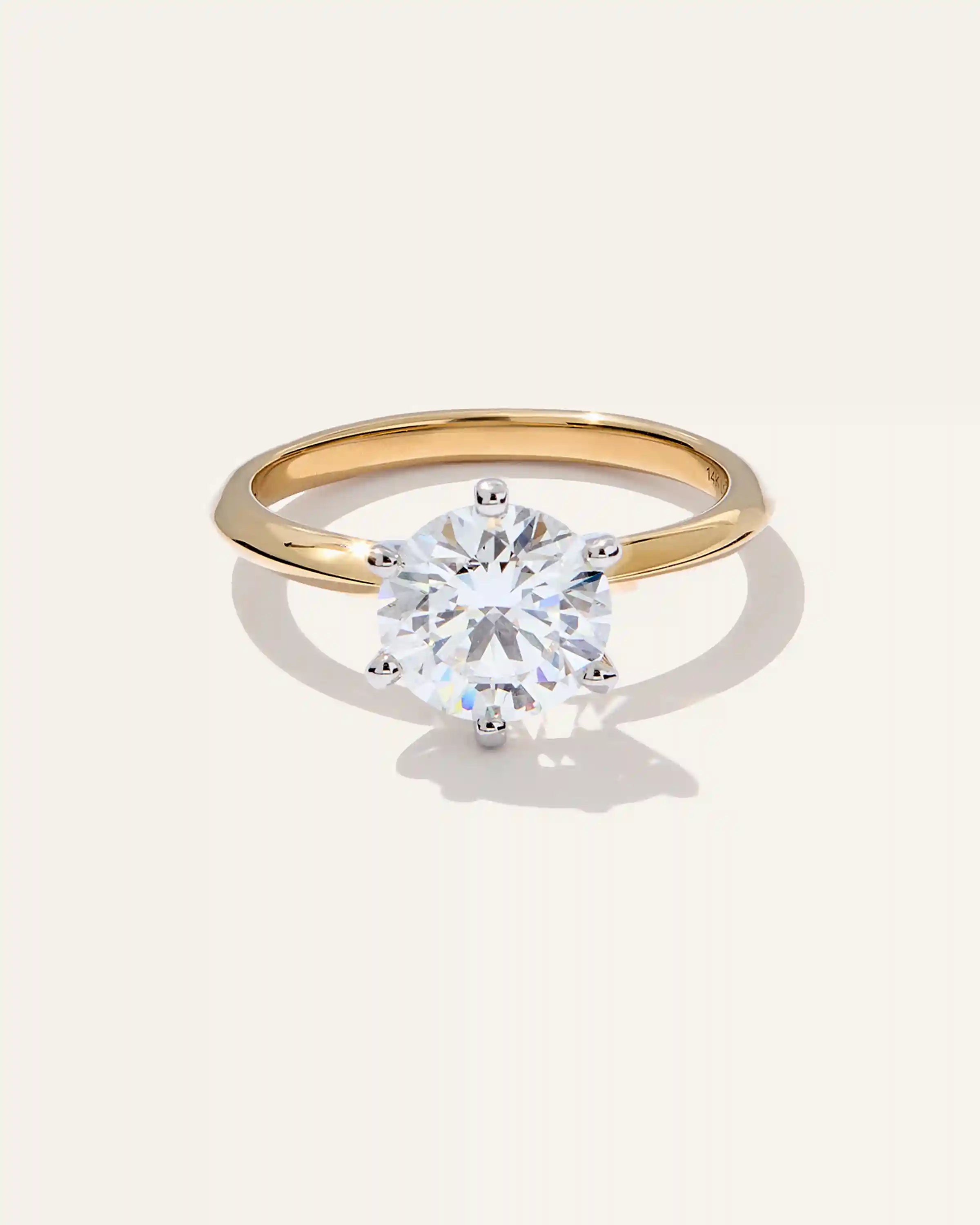 Lab Grown Diamond Round Six Prong Knife Edge Engagement Ring - 2ct