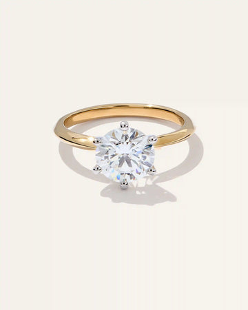 Lab Grown Diamond Round Six Prong Knife Edge Engagement Ring - 2ct