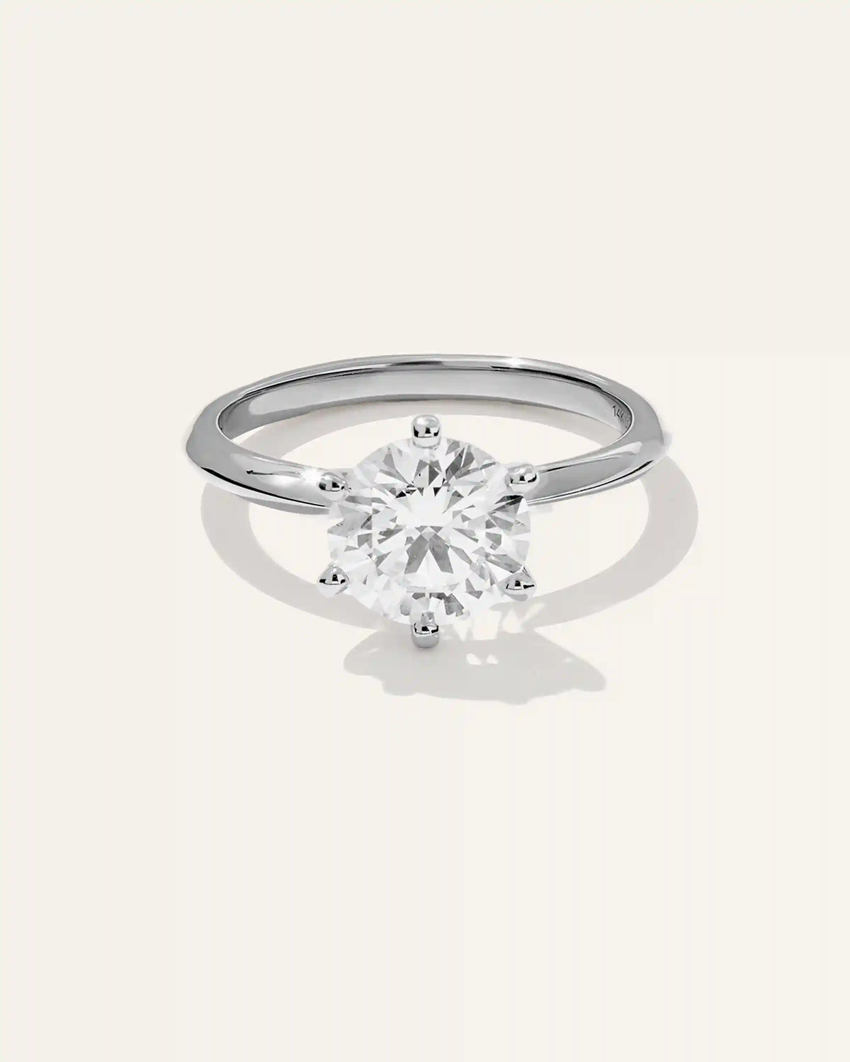 Lab Grown Diamond Round Six Prong Knife Edge Engagement Ring - 2ct