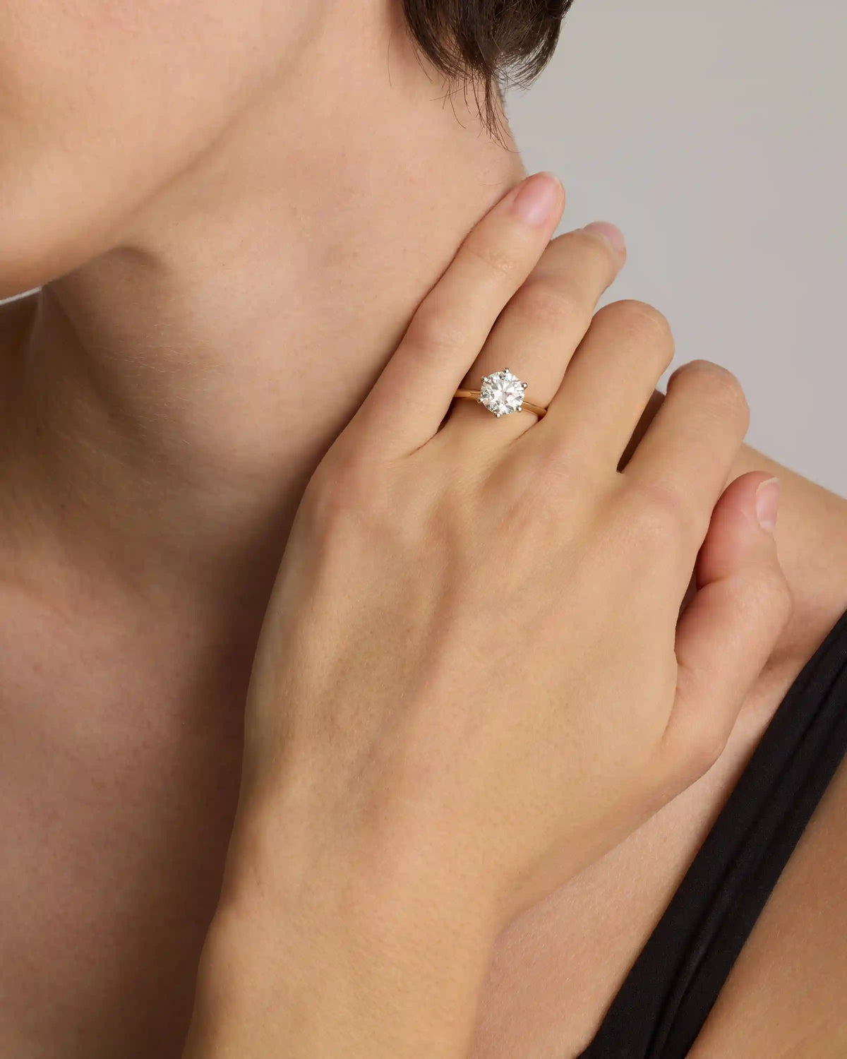 Lab Grown Diamond Round Six Prong Knife Edge Engagement Ring - 2ct