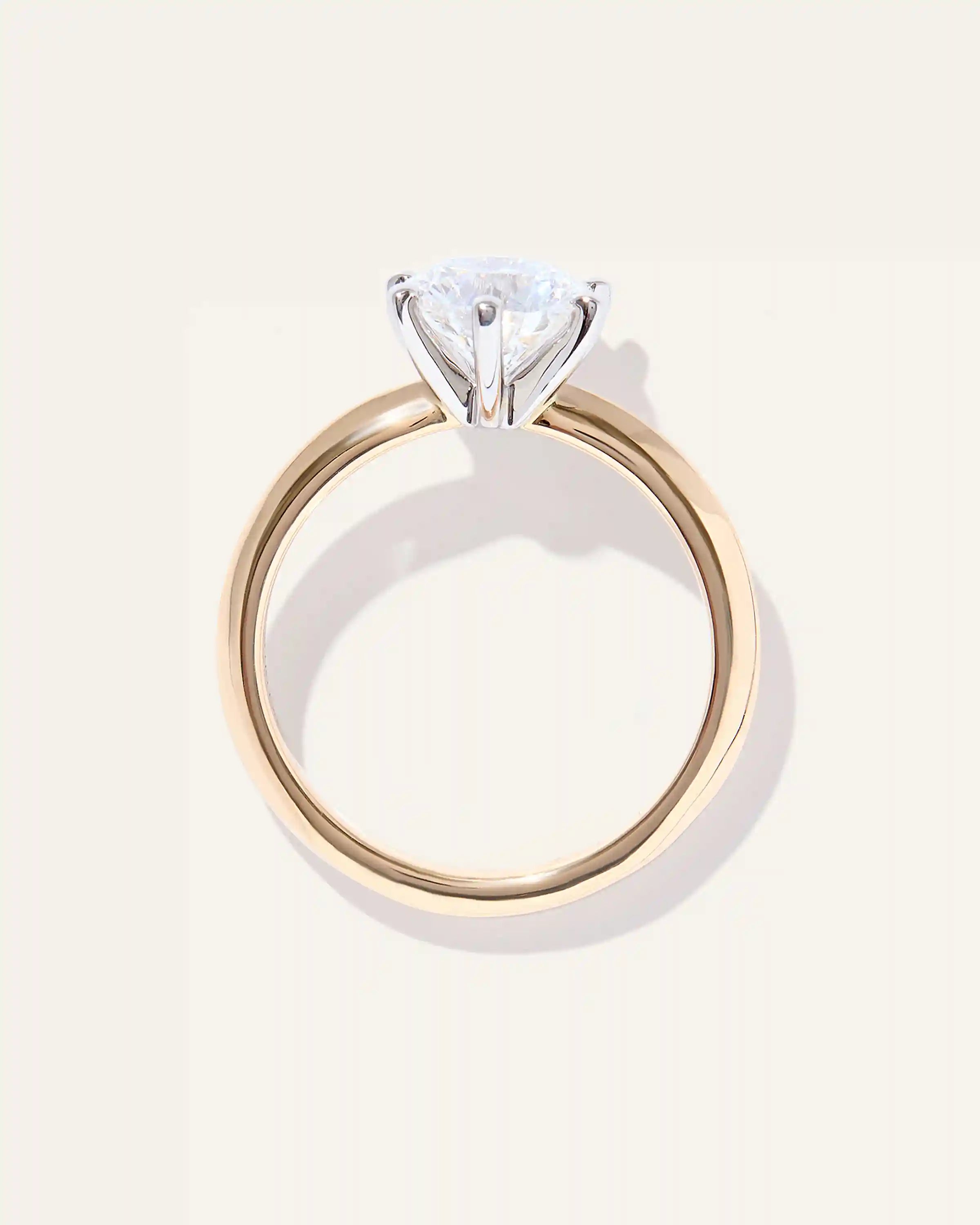 Lab Grown Diamond Round Six Prong Knife Edge Engagement Ring - 2ct