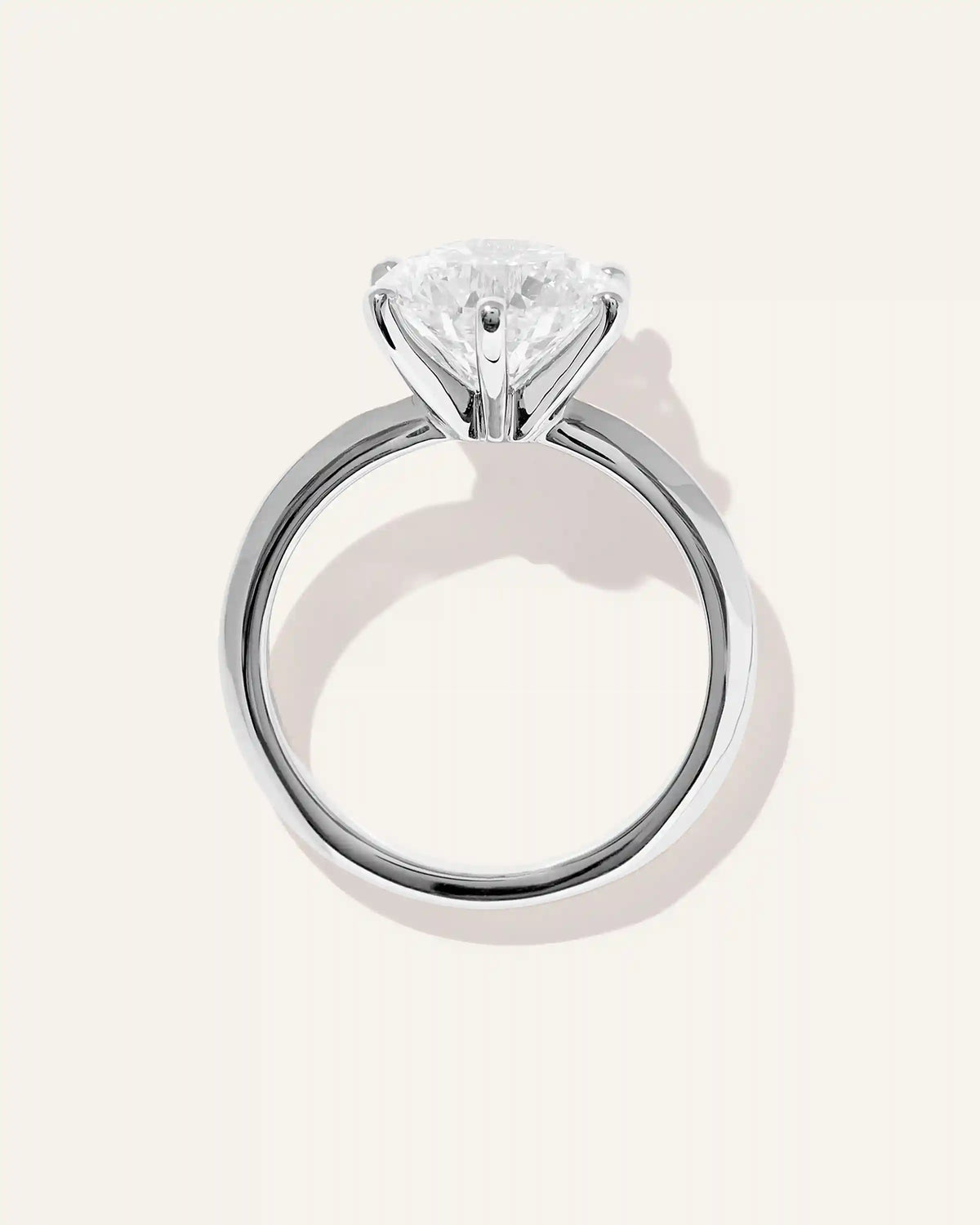 Lab Grown Diamond Round Six Prong Knife Edge Engagement Ring - 2ct