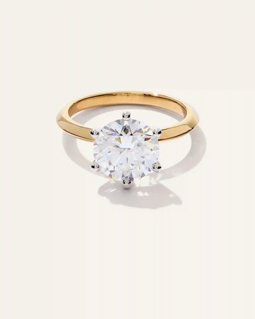 Lab Grown Diamond Round Six Prong Knife Edge Engagement Ring - 3ct