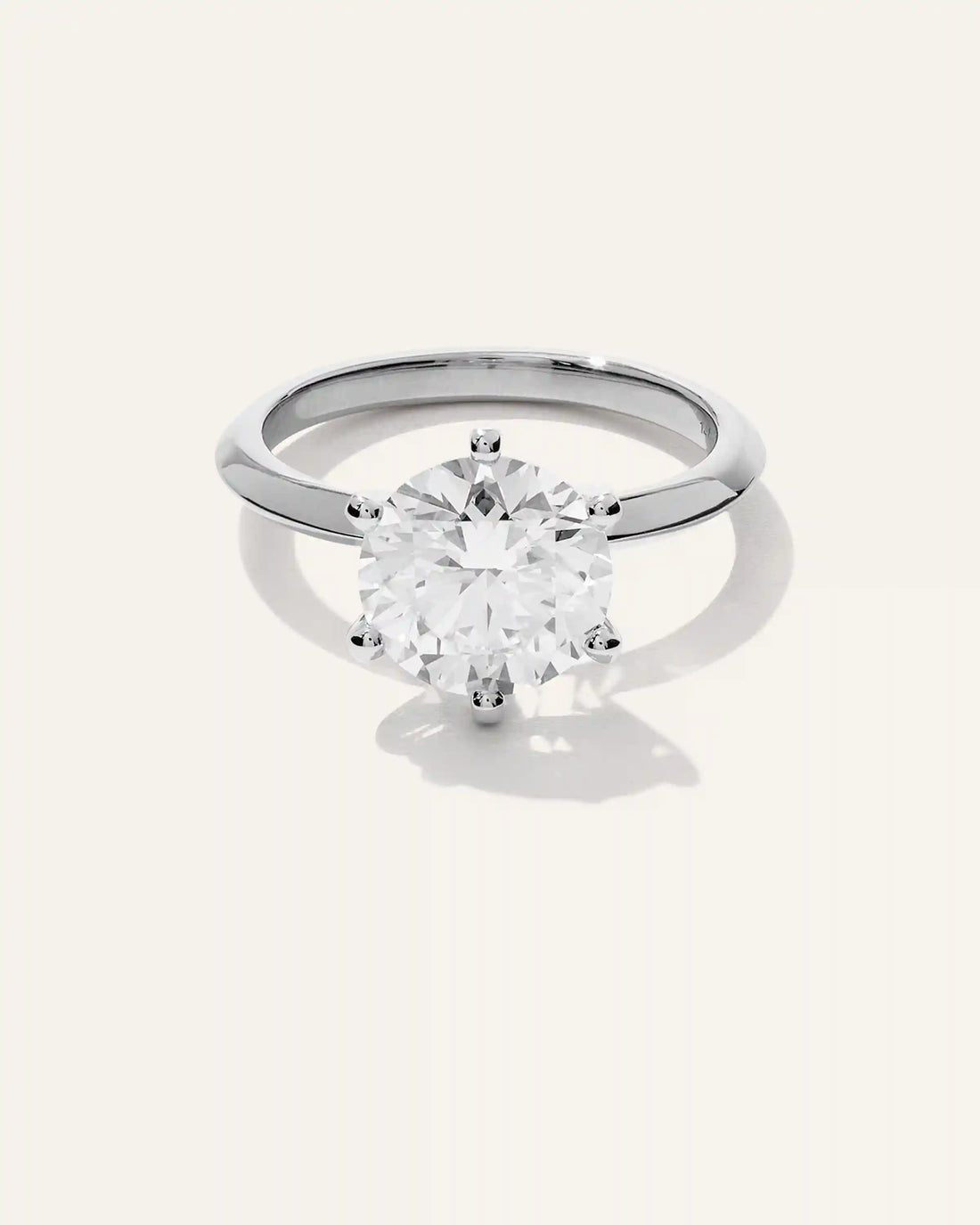Lab Grown Diamond Round Six Prong Knife Edge Engagement Ring - 3ct