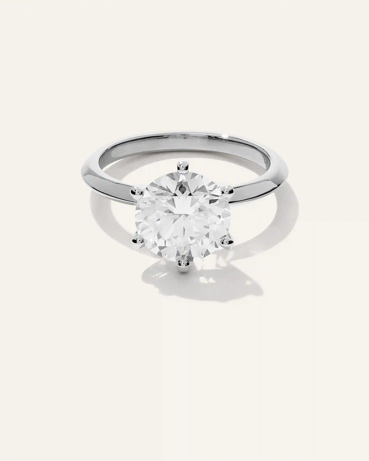 Lab Grown Diamond Round Six Prong Knife Edge Engagement Ring - 3ct