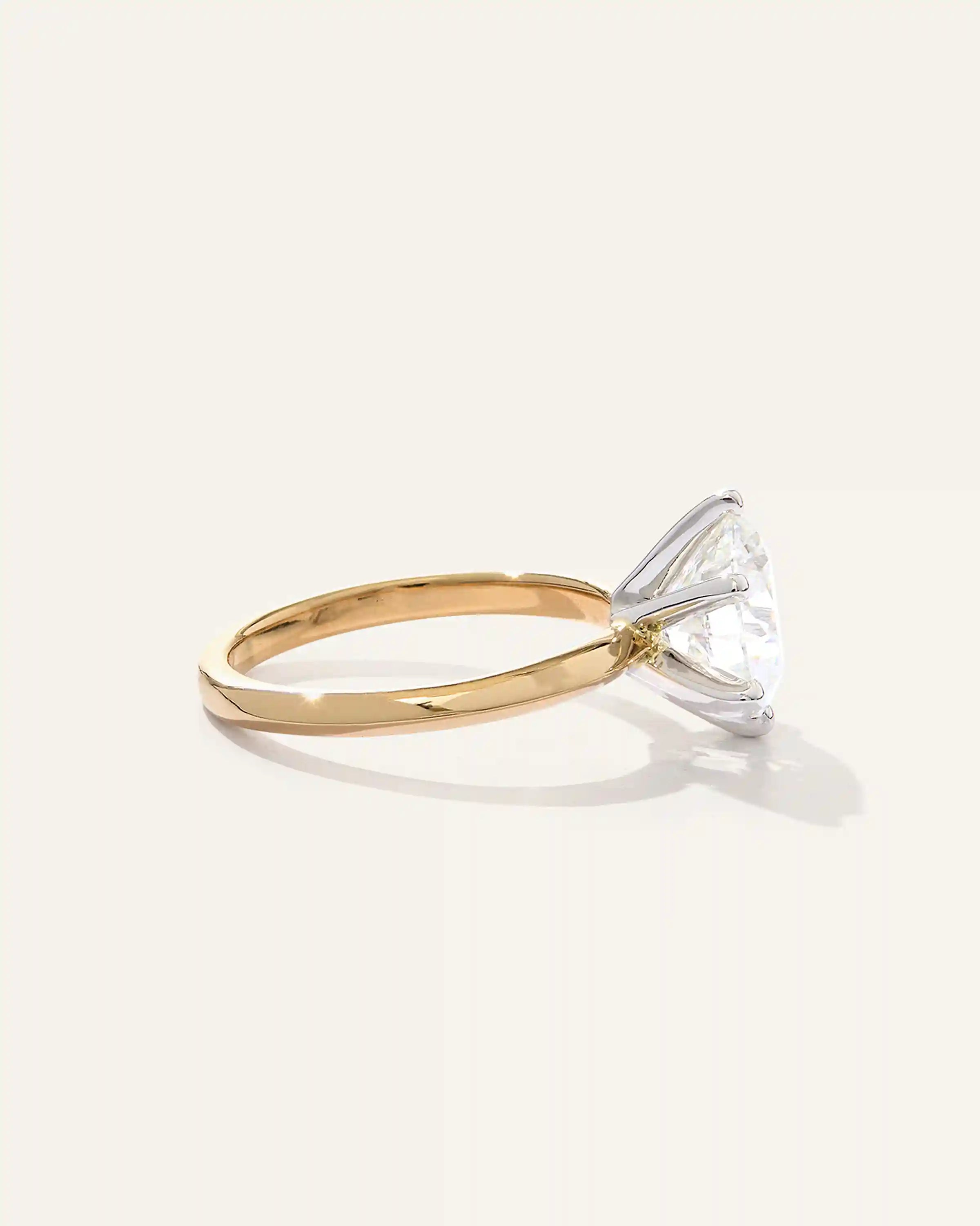 Lab Grown Diamond Round Six Prong Knife Edge Engagement Ring - 3ct