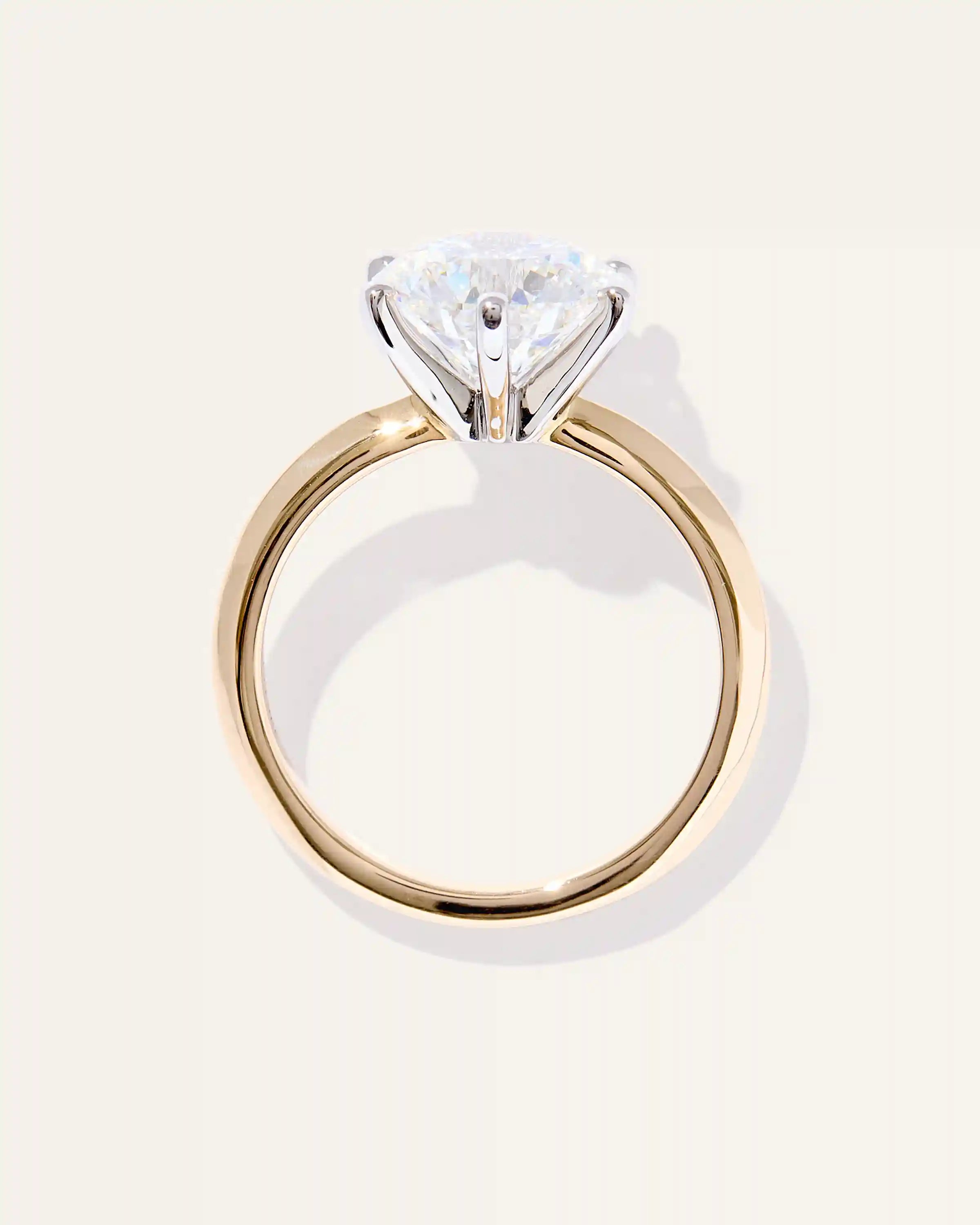 Lab Grown Diamond Round Six Prong Knife Edge Engagement Ring - 3ct