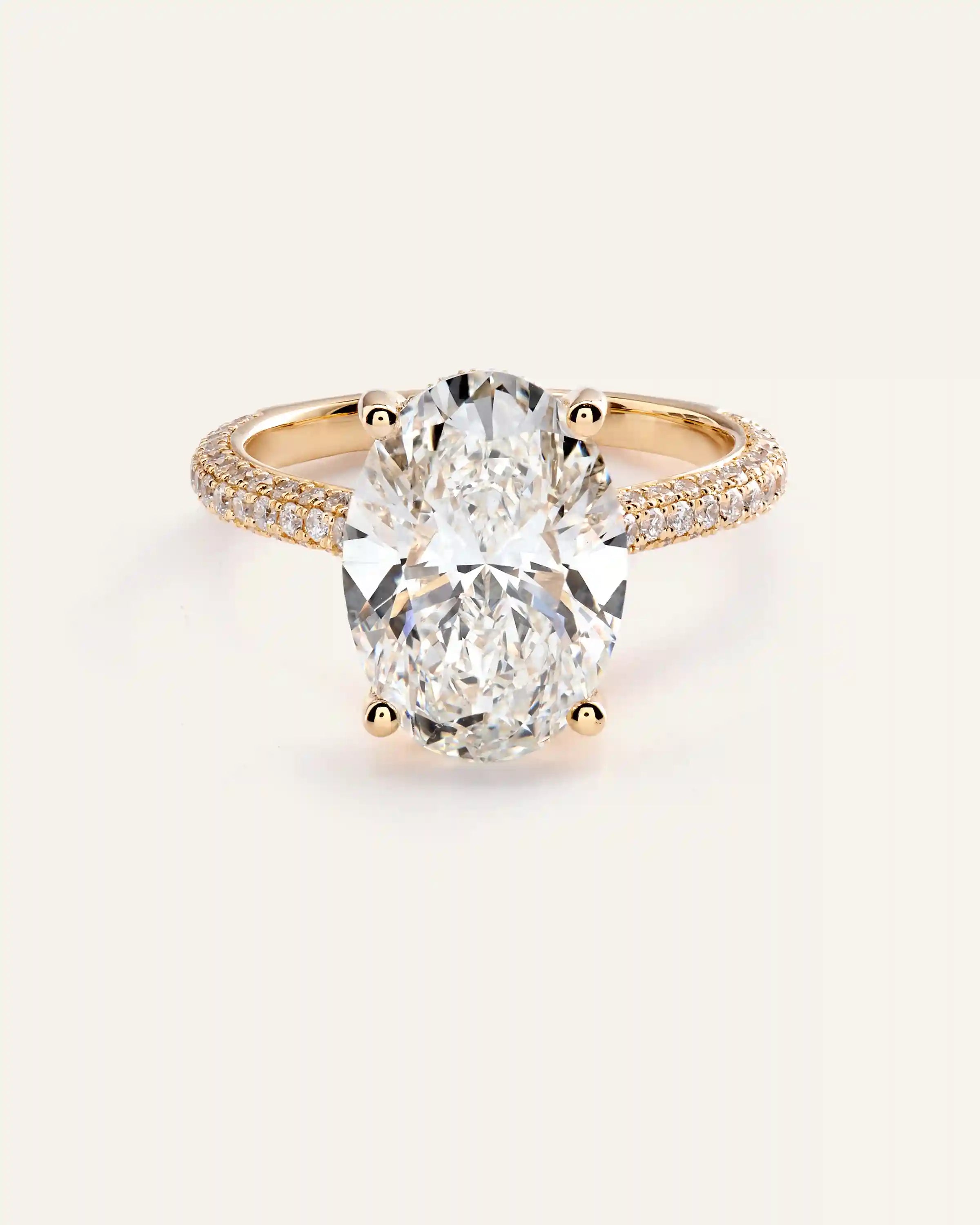 Lab Grown Diamond Oval Pave Cathedral Engagement Ring - 5ct