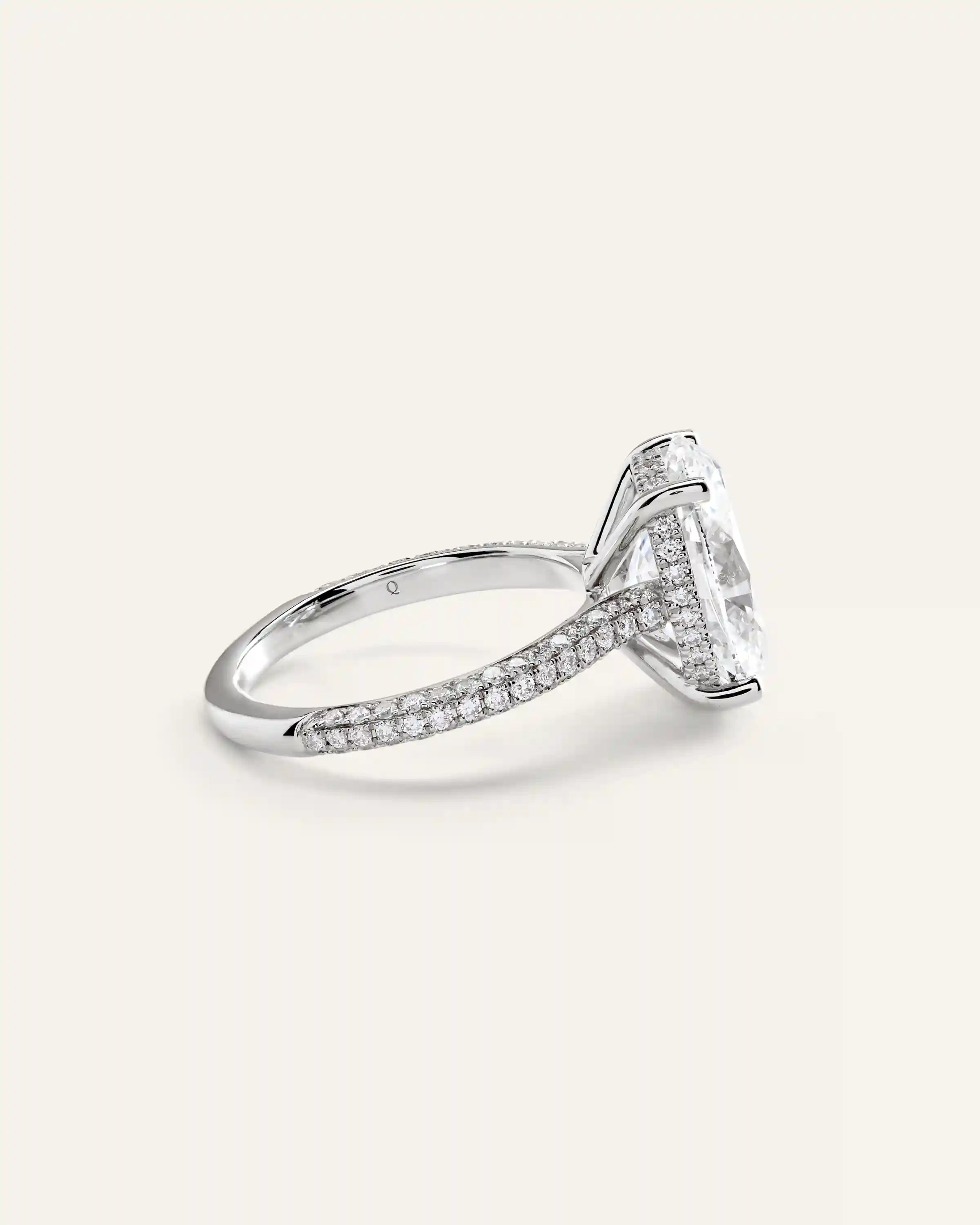 Lab Grown Diamond Oval Pave Cathedral Engagement Ring - 5ct