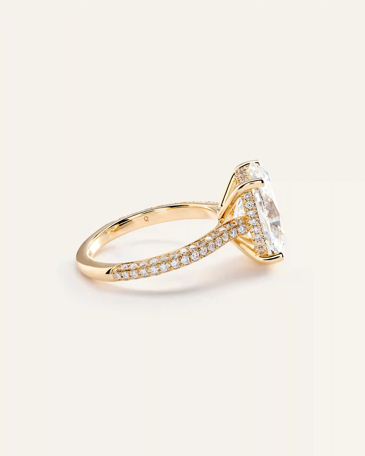 Lab Grown Diamond Oval Pave Cathedral Engagement Ring - 5ct