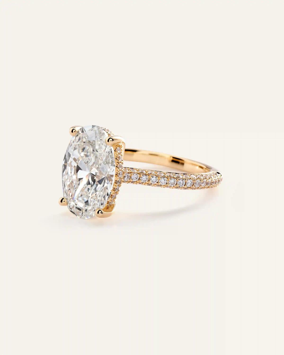 Lab Grown Diamond Oval Pave Cathedral Engagement Ring - 5ct