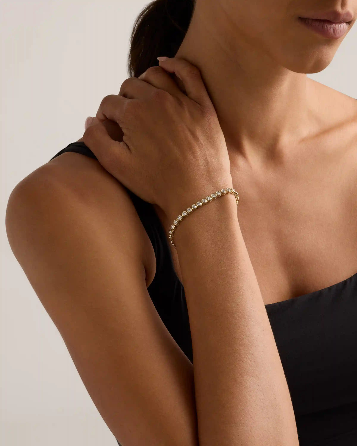 14K Gold Lab Grown Diamond Bezel Set Tennis Bracelet - 4ctw