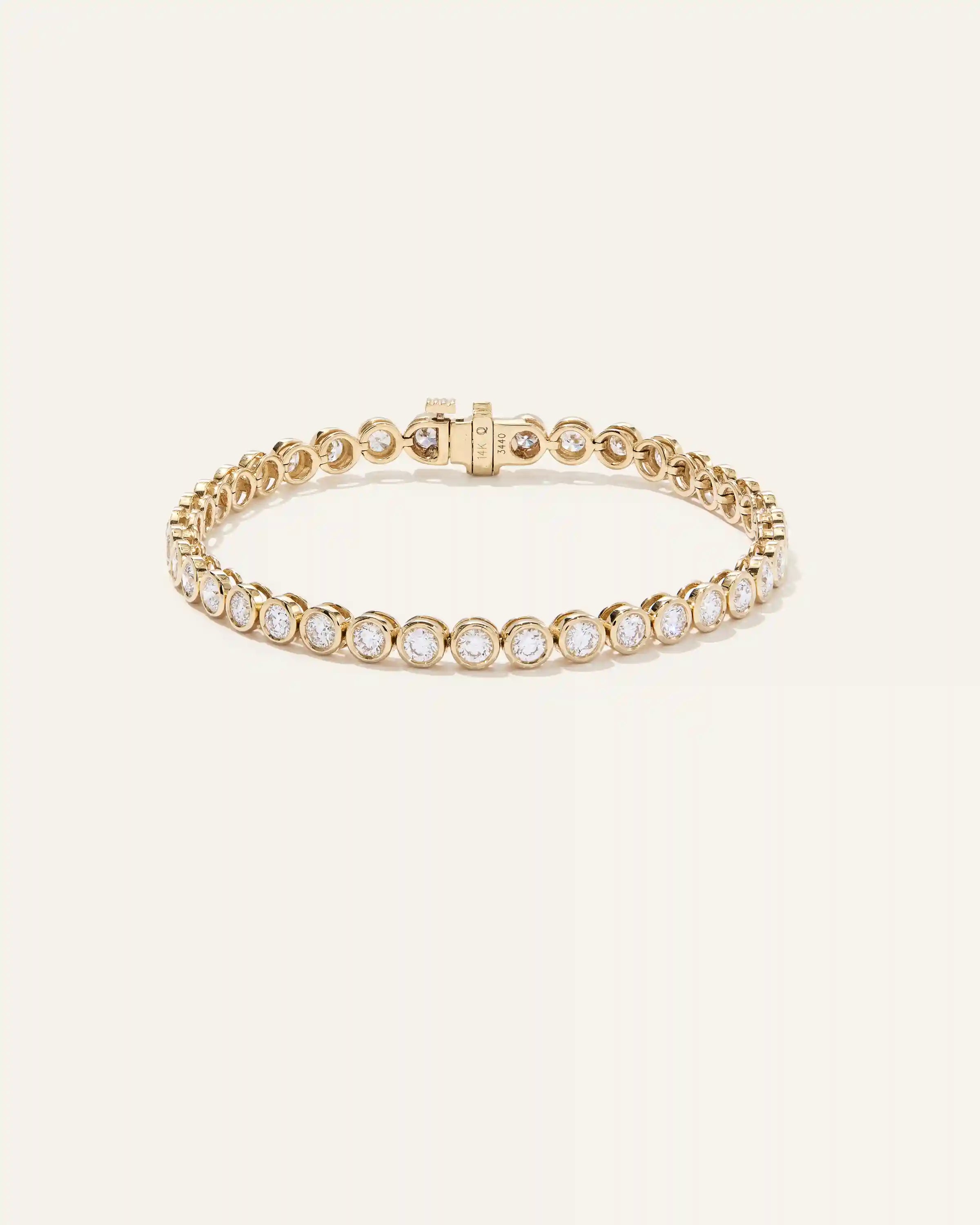 14K Gold Lab Grown Diamond Bezel Set Tennis Bracelet - 4ctw