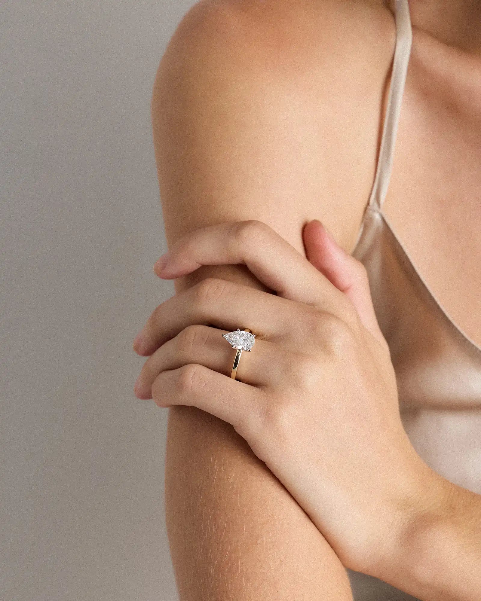 Lab Grown Diamond Pear Comfort Fit Engagement Ring - 2ct