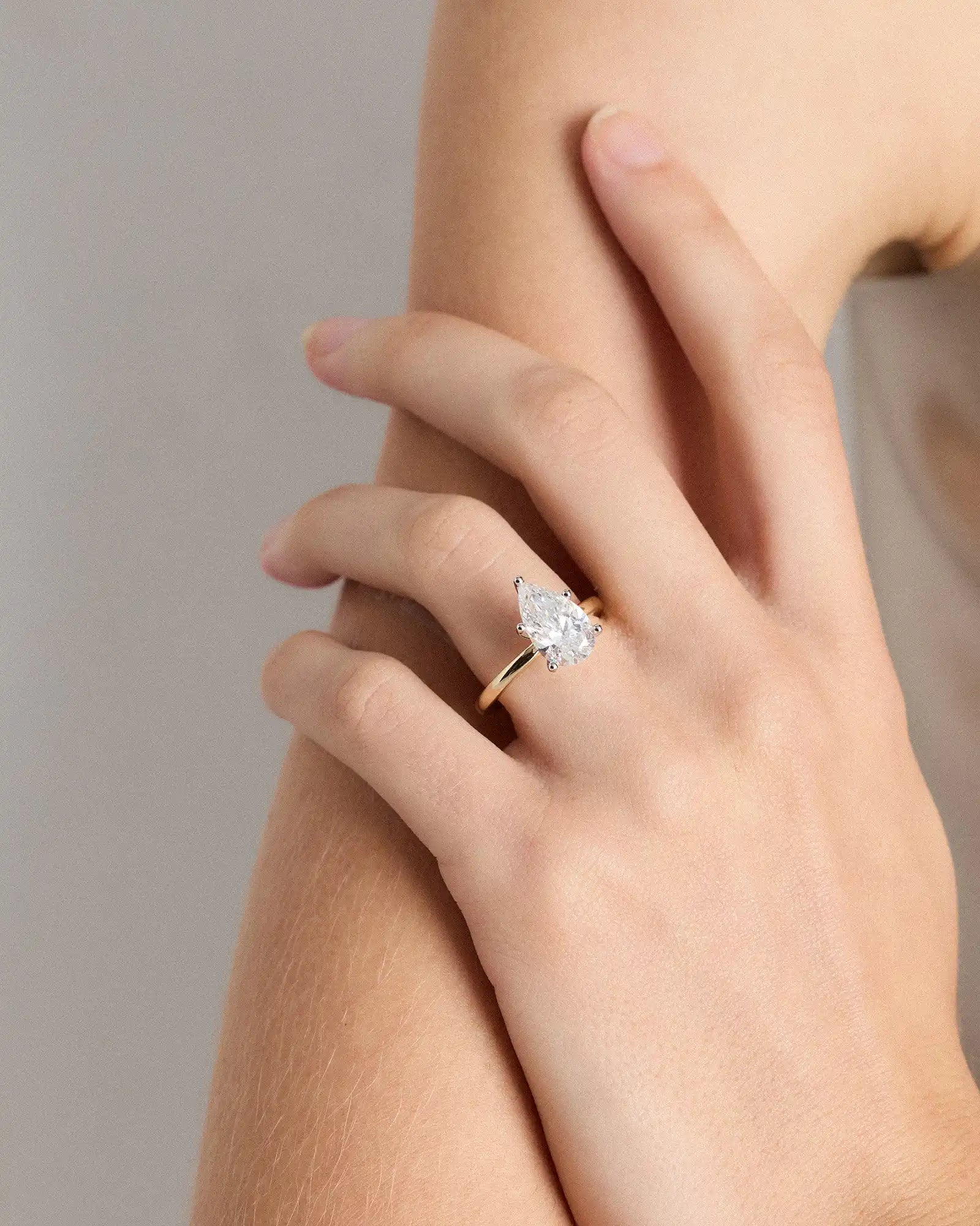 Lab Grown Diamond Pear Comfort Fit Engagement Ring - 3ct