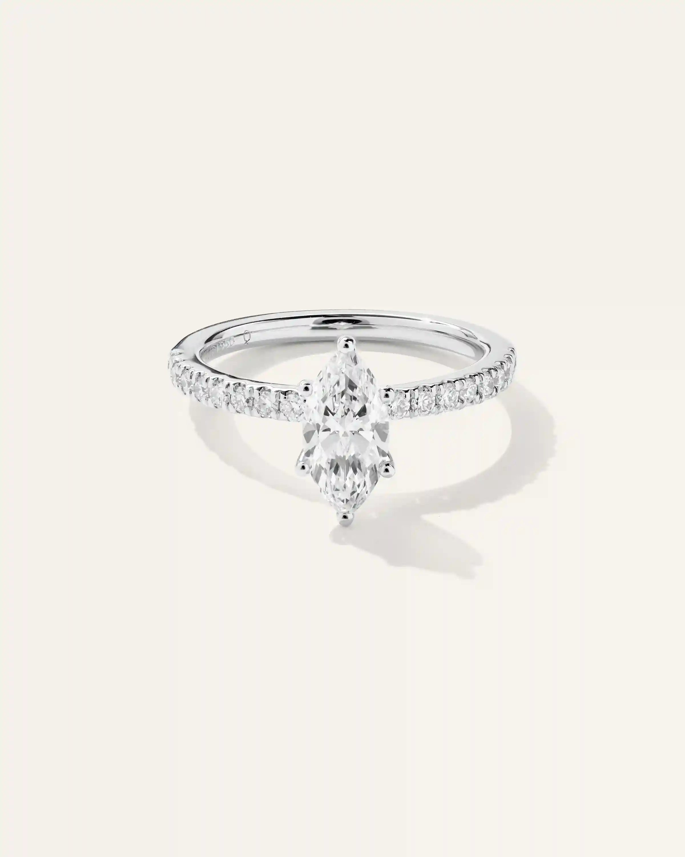 Lab Grown Diamond Marquise Petite Pave Engagement Ring - 1ct