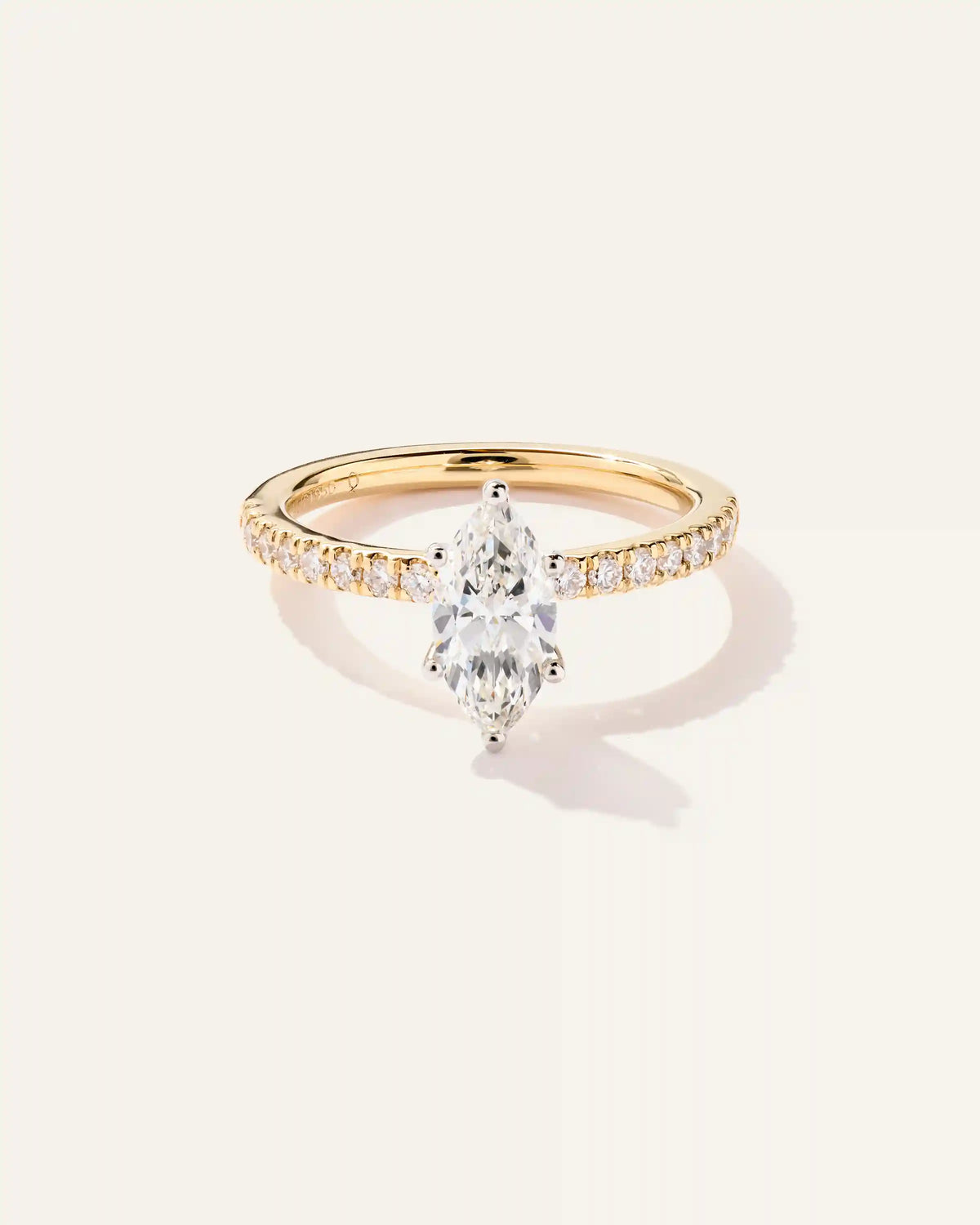Lab Grown Diamond Marquise Petite Pave Engagement Ring - 1ct