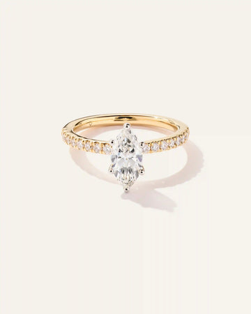 Lab Grown Diamond Marquise Petite Pave Engagement Ring - 1ct