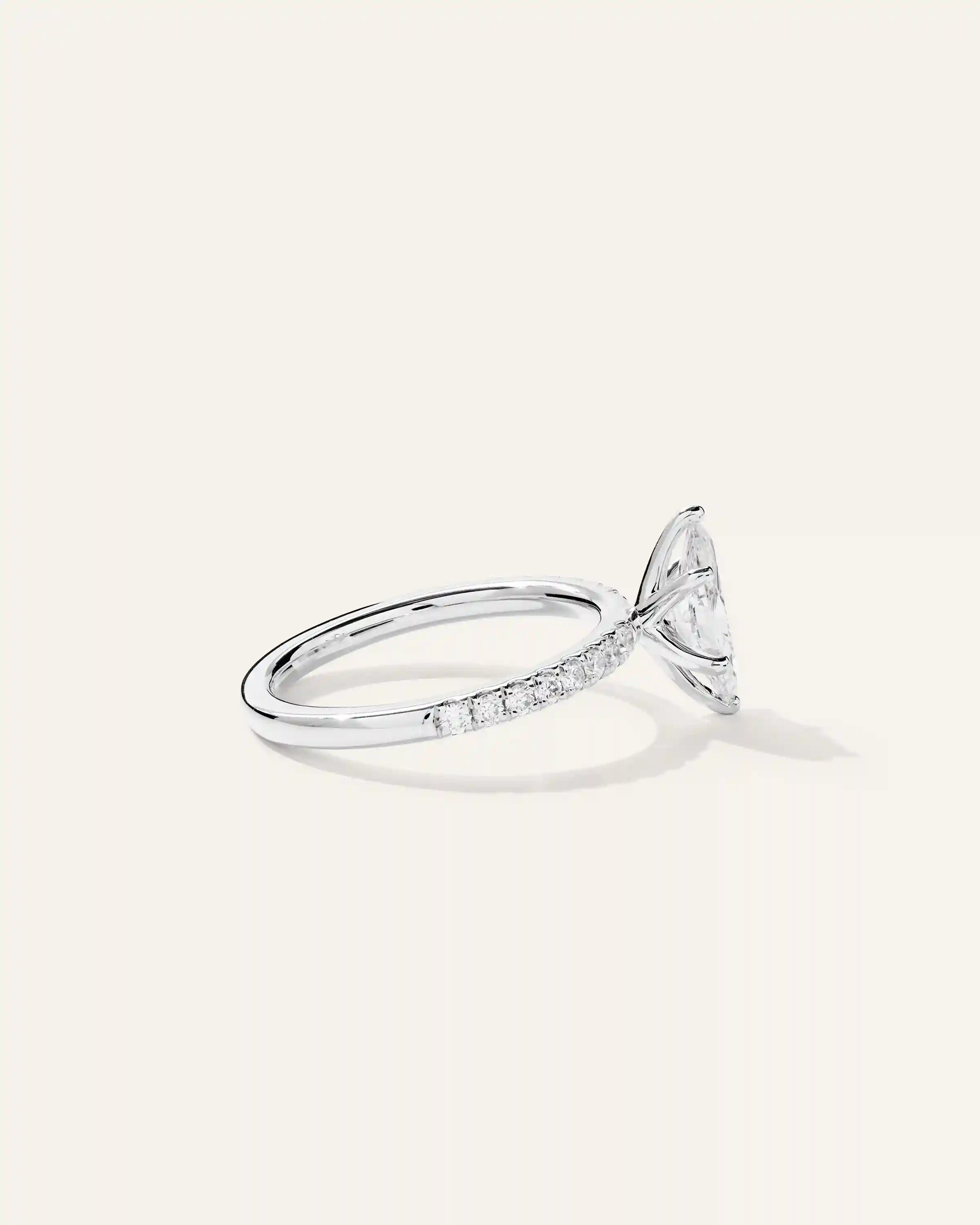 Lab Grown Diamond Marquise Petite Pave Engagement Ring - 1ct