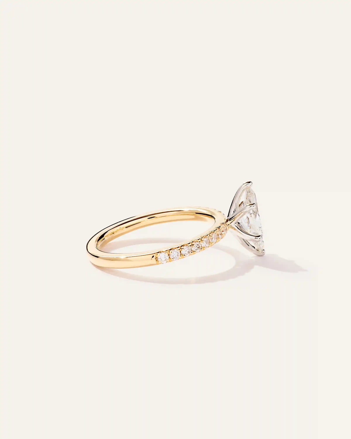 Lab Grown Diamond Marquise Petite Pave Engagement Ring - 1ct