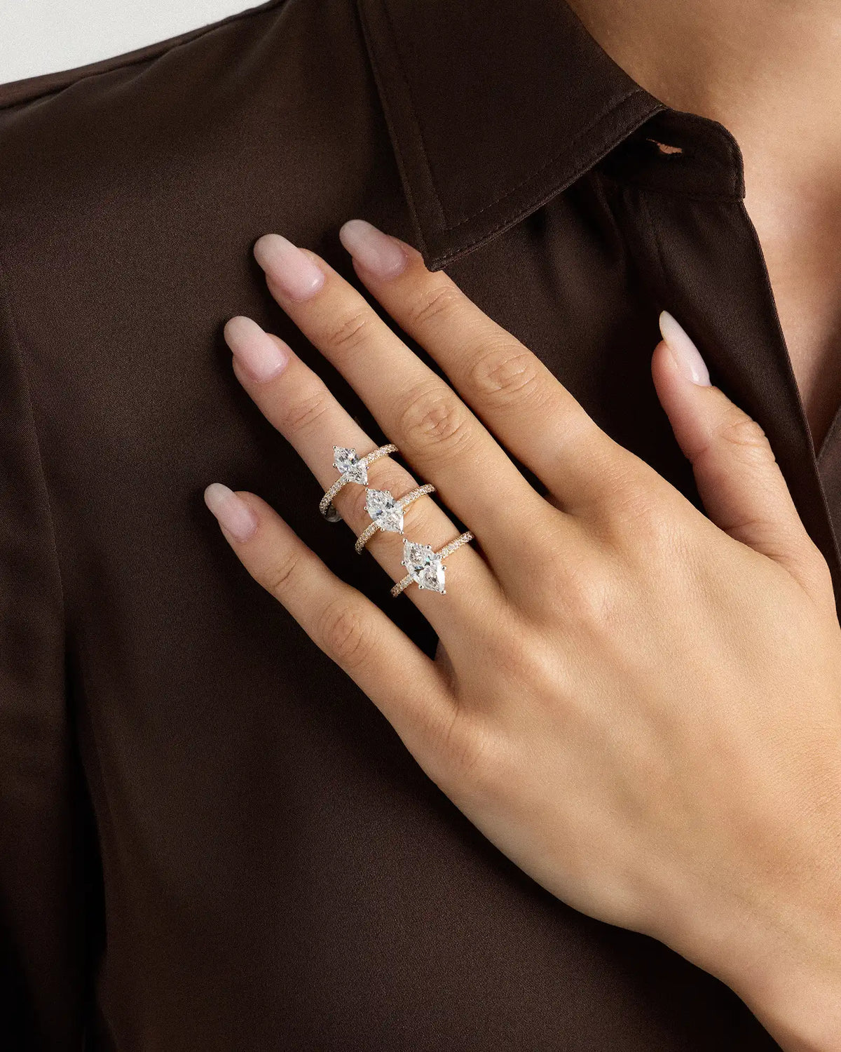 Lab Grown Diamond Marquise Petite Pave Engagement Ring - 2ct