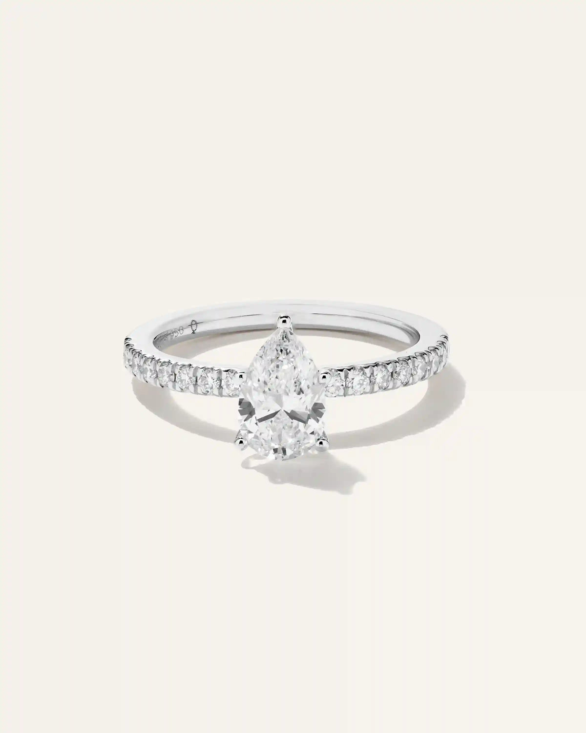 Lab Grown Diamond Pear Petite Pave Engagement Ring - 1ct