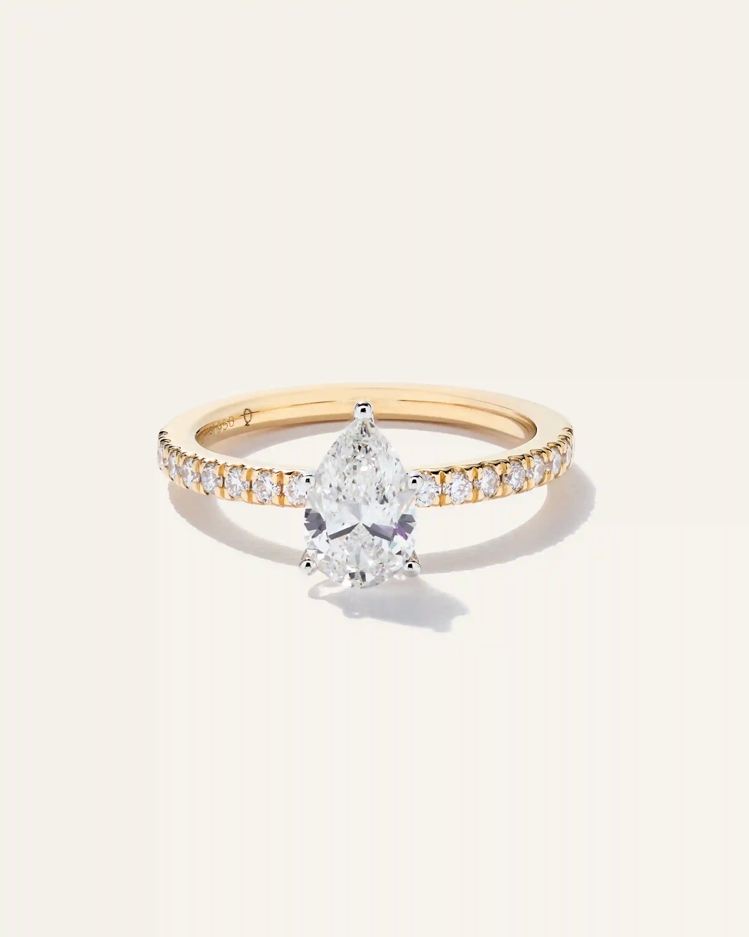 Lab Grown Diamond Pear Petite Pave Engagement Ring - 1ct