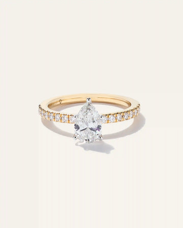 Lab Grown Diamond Pear Petite Pave Engagement Ring - 1ct