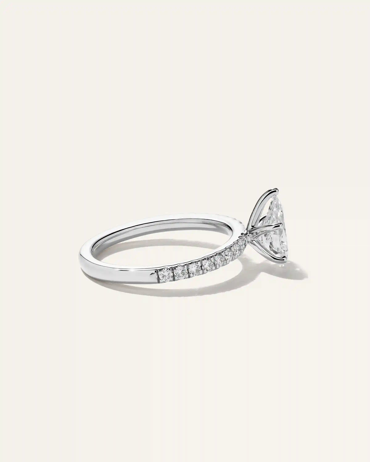 Lab Grown Diamond Pear Petite Pave Engagement Ring - 1ct