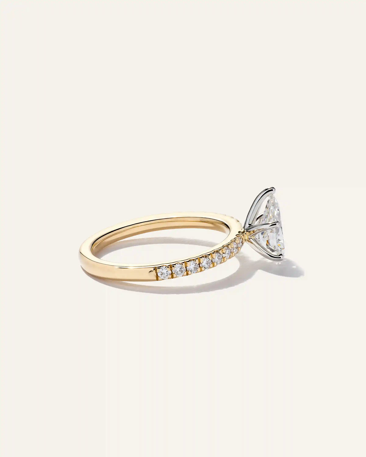 Lab Grown Diamond Pear Petite Pave Engagement Ring - 1ct