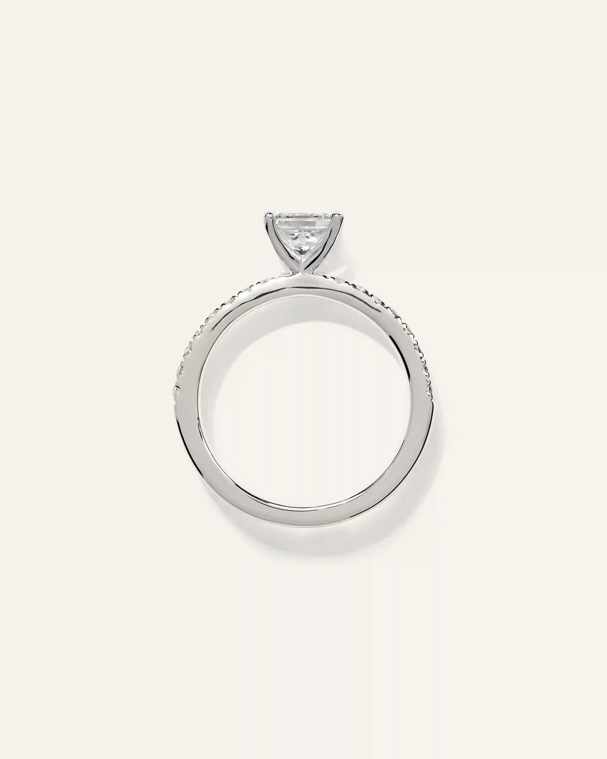 Lab Grown Diamond Princess Petite Pave Engagement Ring - 1ct
