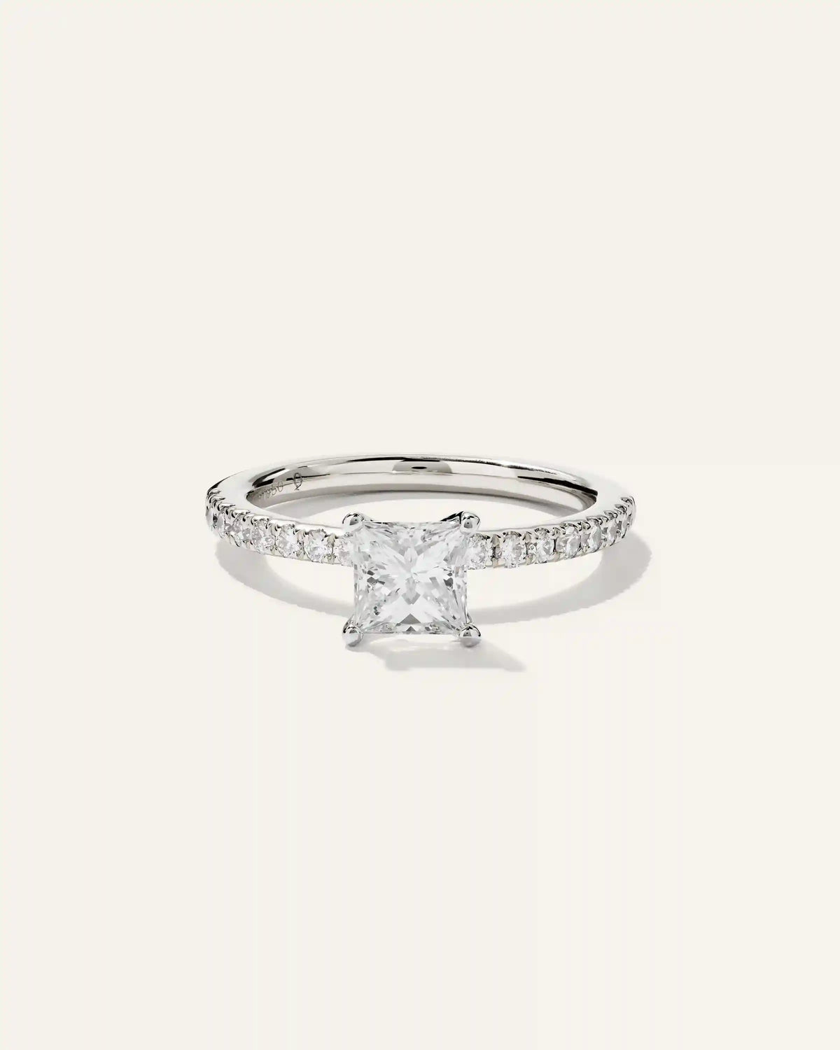 Lab Grown Diamond Princess Petite Pave Engagement Ring - 1ct