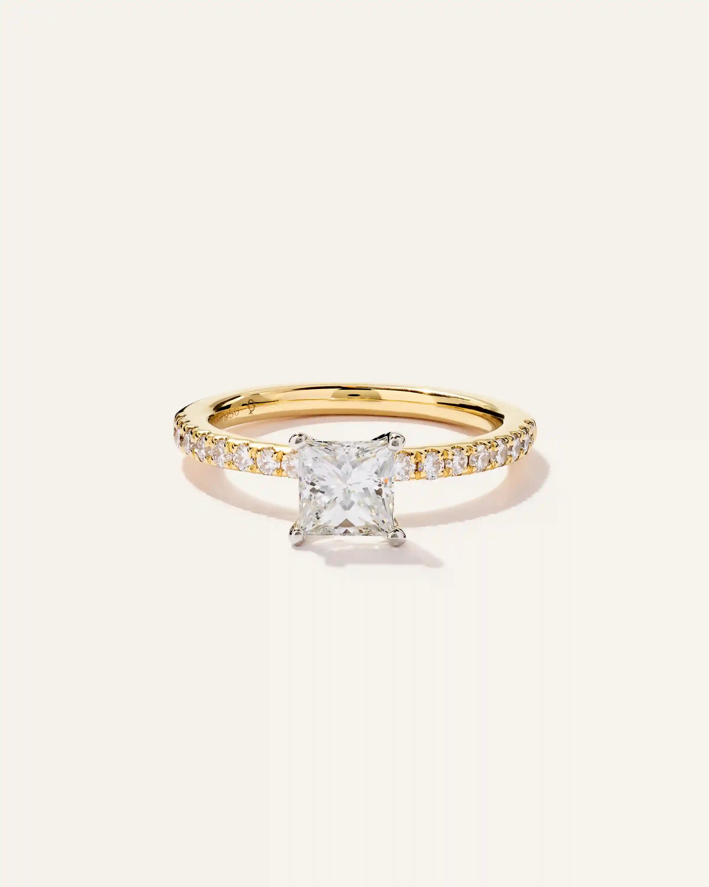 Lab Grown Diamond Princess Petite Pave Engagement Ring - 1ct