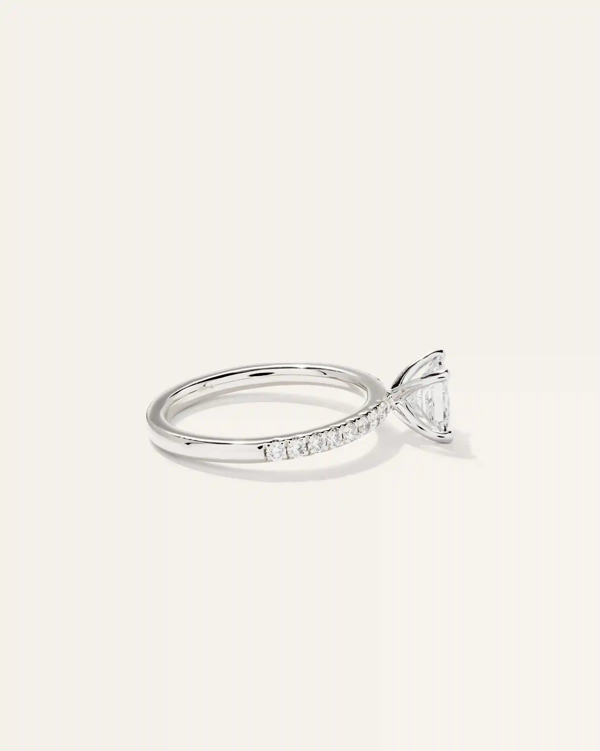 Lab Grown Diamond Princess Petite Pave Engagement Ring - 1ct